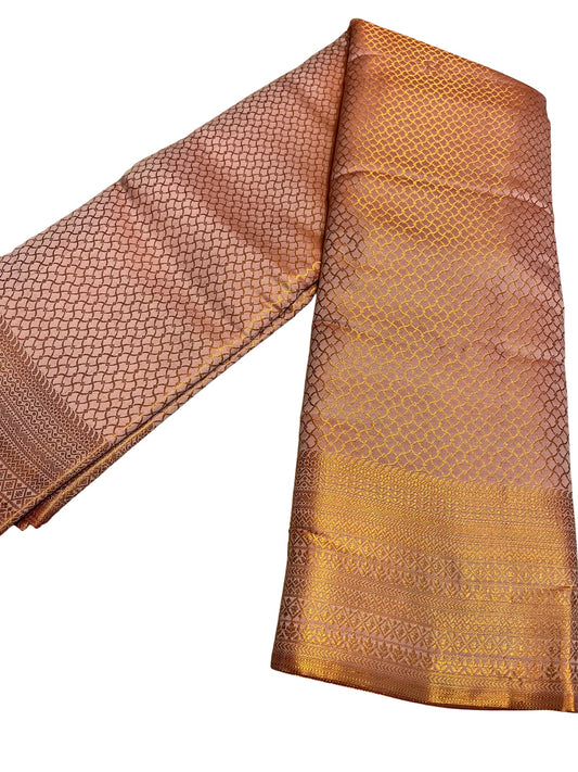 Southloom Brocade Silk Bridal Saree WIth Woven Borders And Blouse Piece