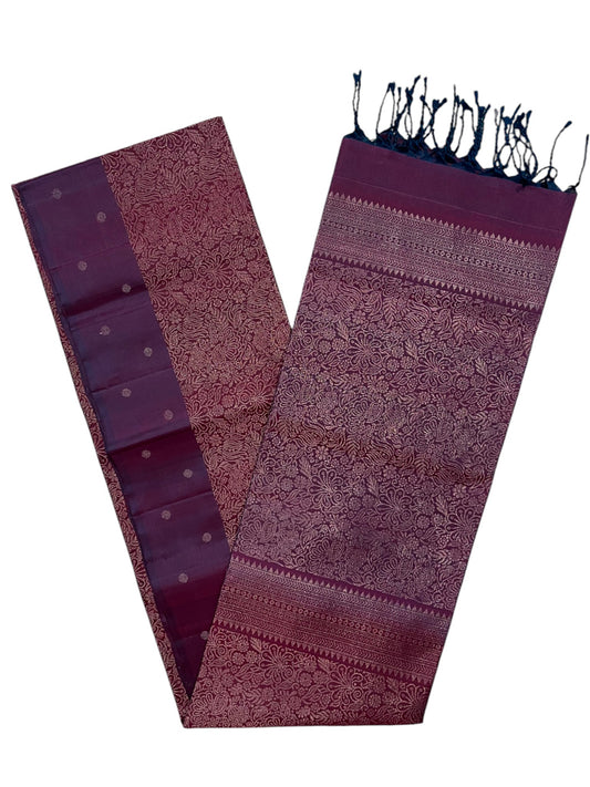 Southloom Pure Handloom Bridal Kanchipuram Silk Saree with Korvai Work (Purple)