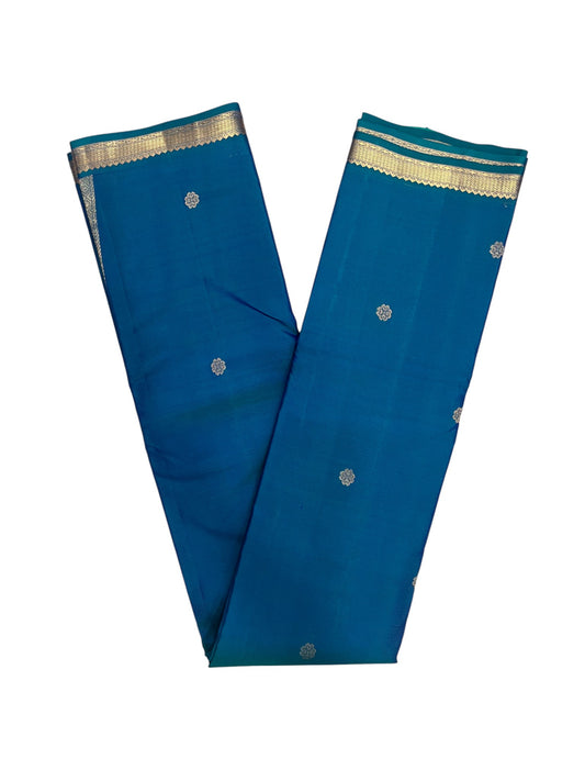 Southloom Pure Handloom Bridal Kanchipuram Silk Saree with Korvai Work(Green & Blue)