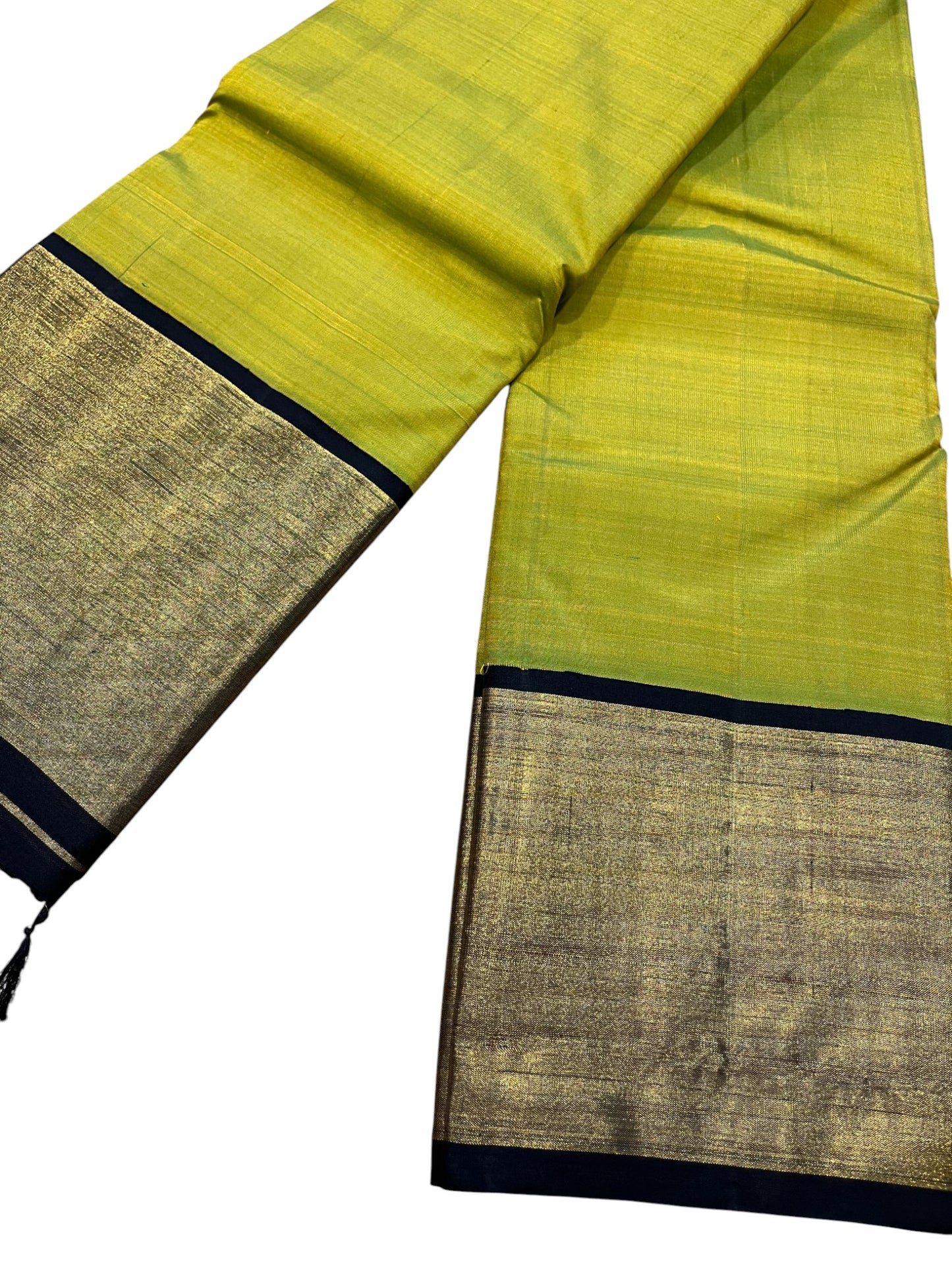 Southloom Premium Bridal Handloom Kanchipuram Silk Saree With Korvai Works (Green)