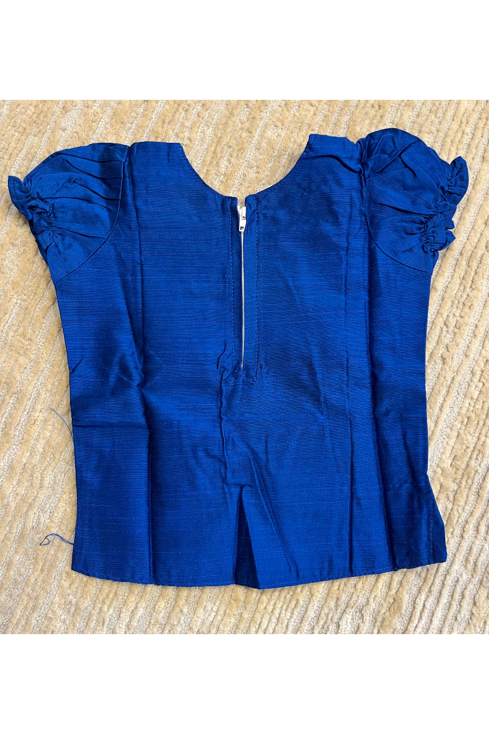Southloom Kerala Blue And Tissue Kasave Pavada Blouse with Bead Work for Kids (Age 1 - 10)
