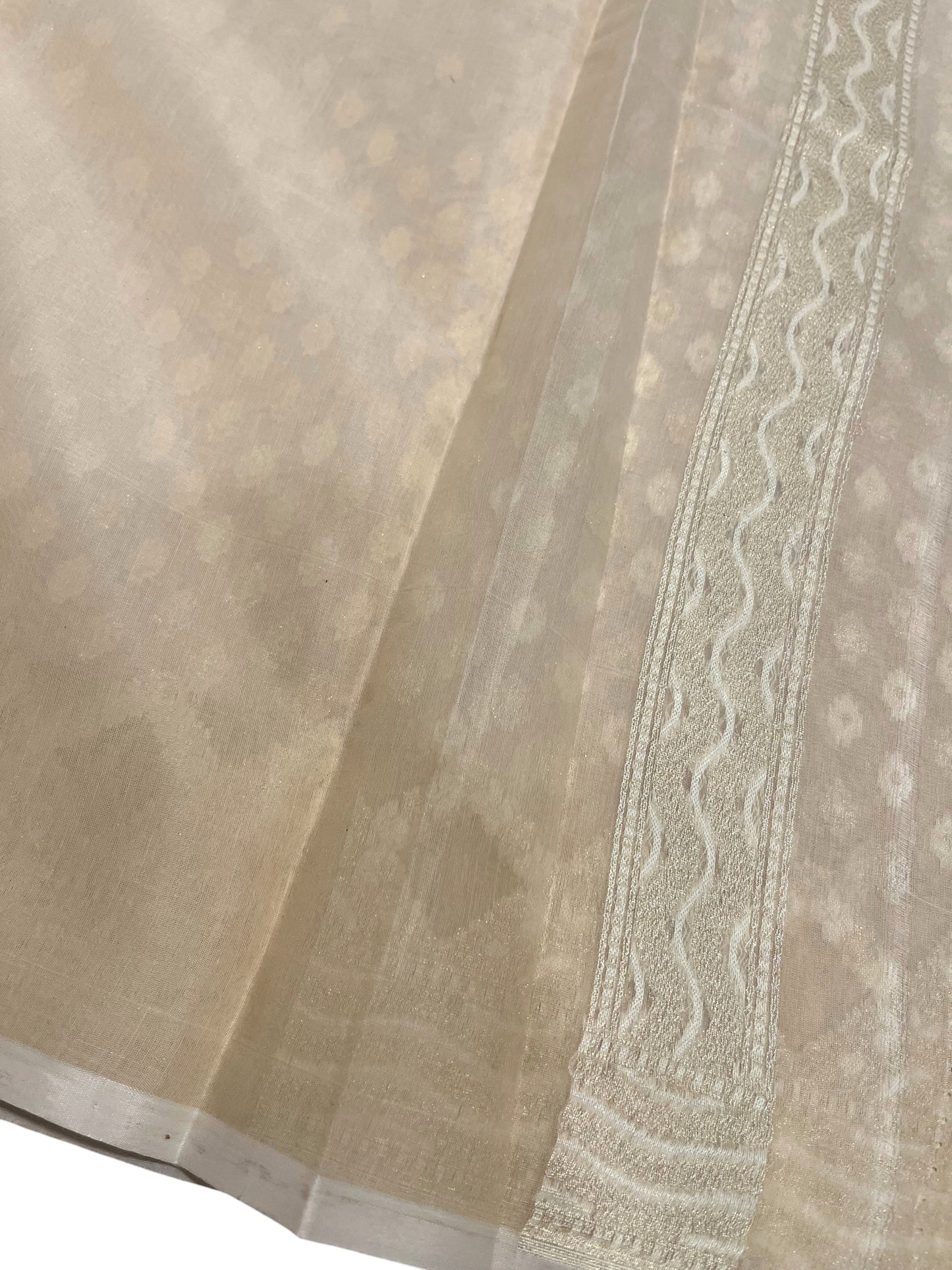 Southloom Cotton Banarasi Silk Saree with Woven Work on Body and Borders (Beige)