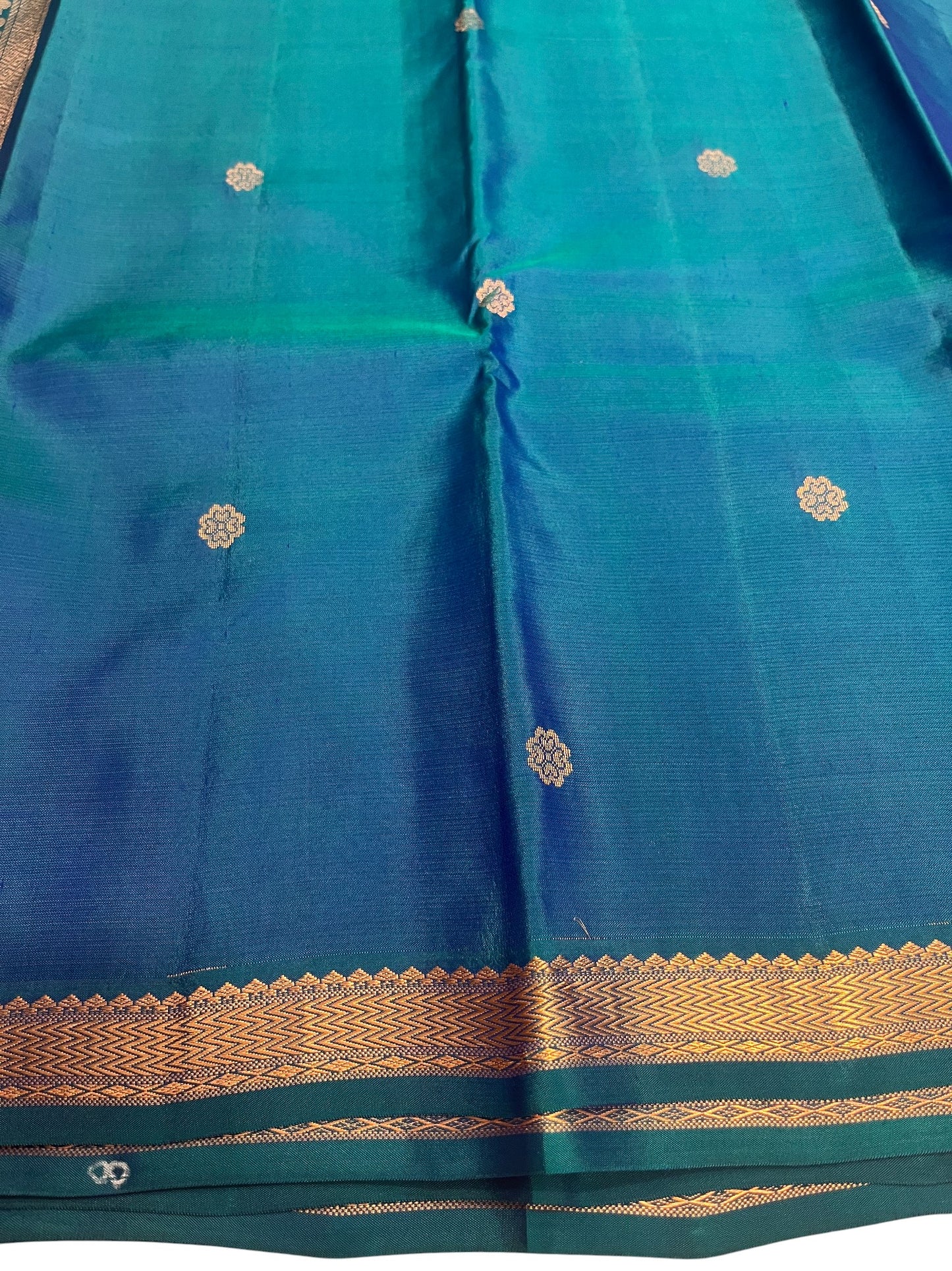 Southloom Pure Handloom Bridal Kanchipuram Silk Saree with Korvai Work(Green & Blue)