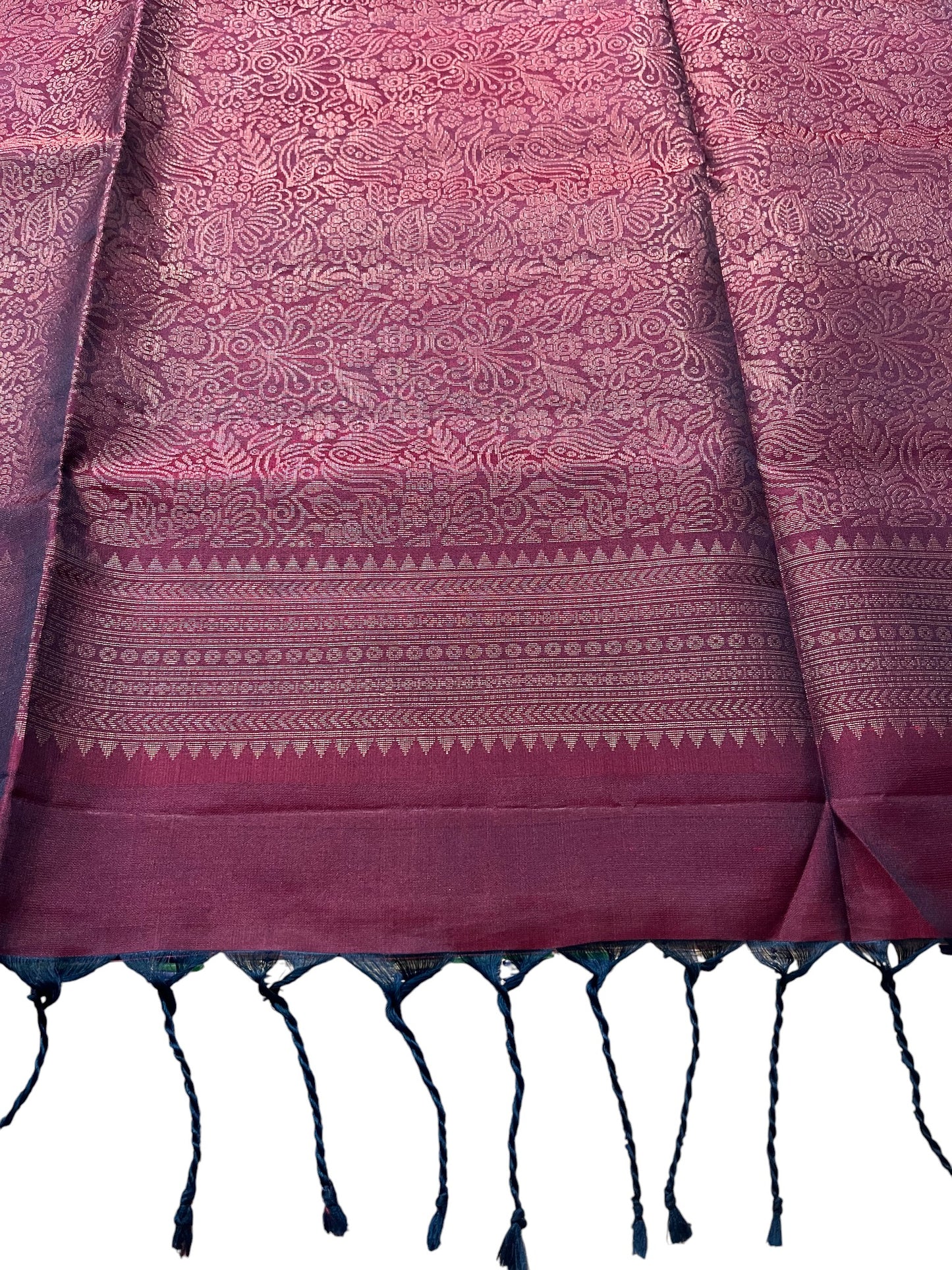 Southloom Pure Handloom Bridal Kanchipuram Silk Saree with Korvai Work (Purple)