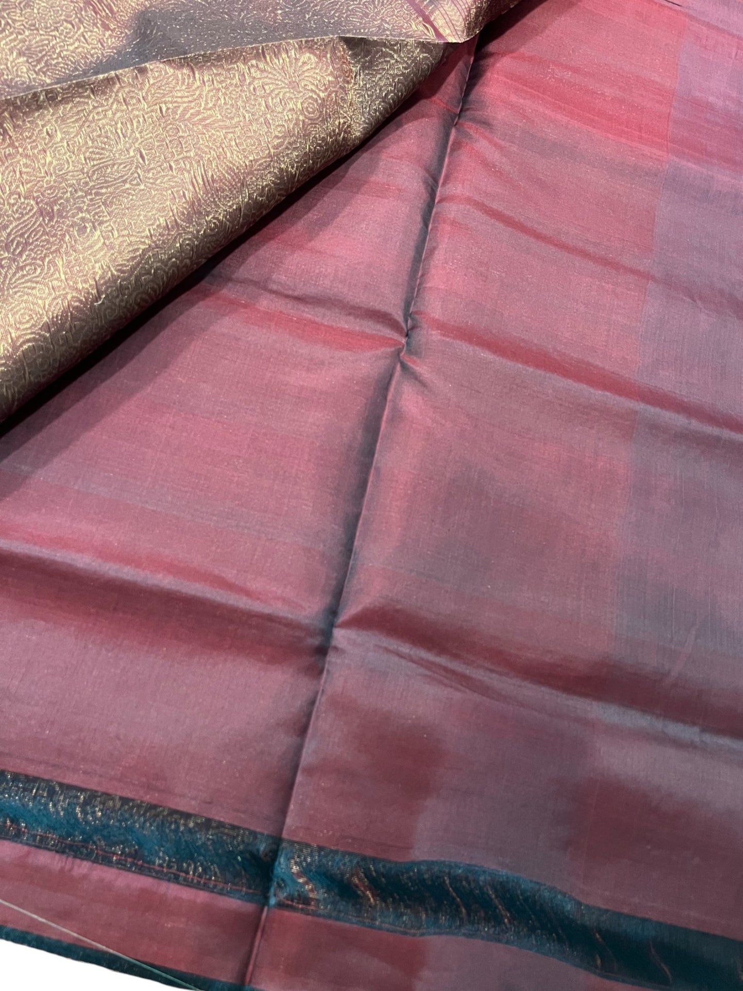 Southloom Pure Handloom Bridal Kanchipuram Silk Saree with Korvai Work (Purple)