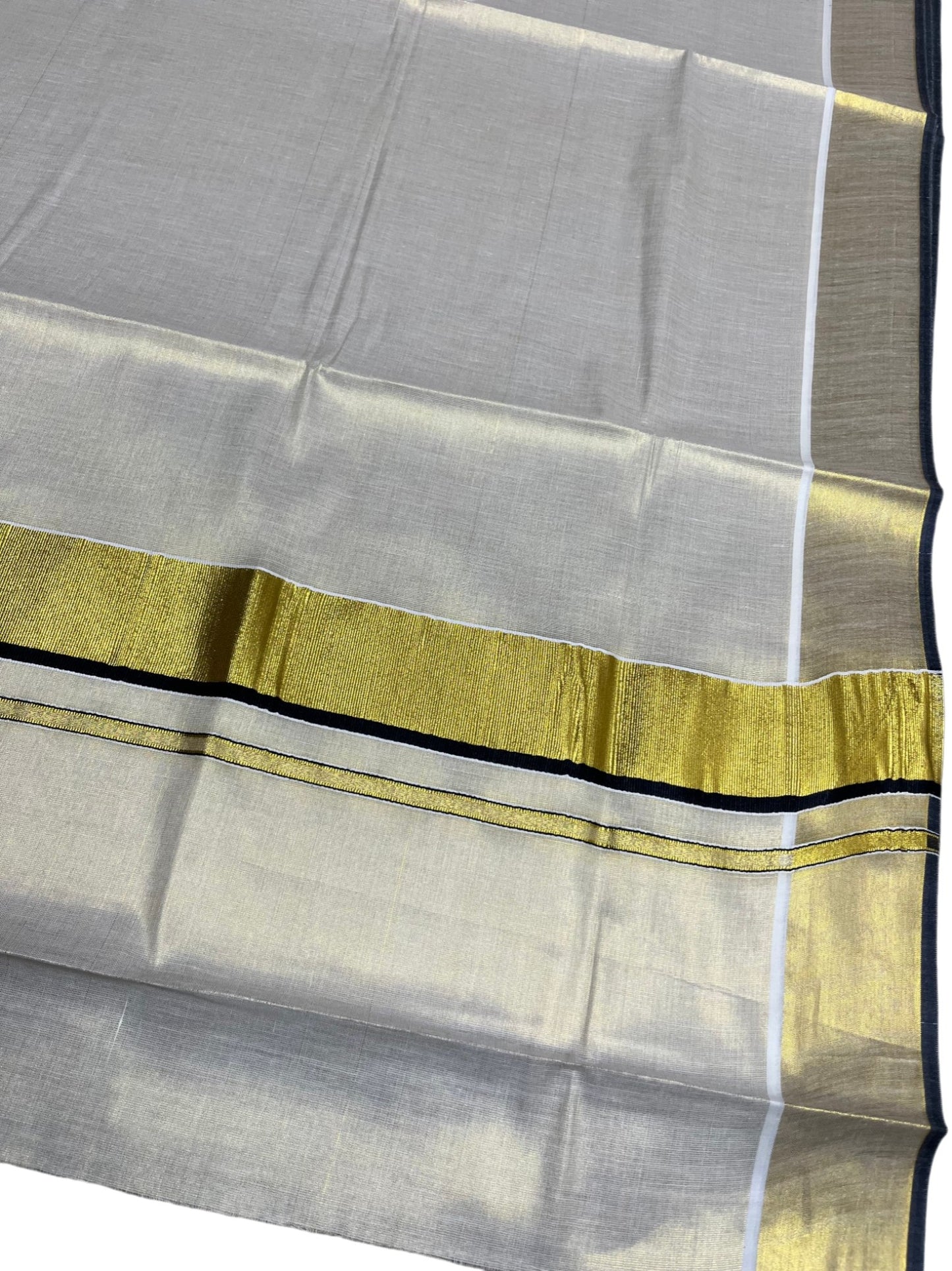 Southloom Kerala Tissue Kasavu Plain Saree With Black Border
