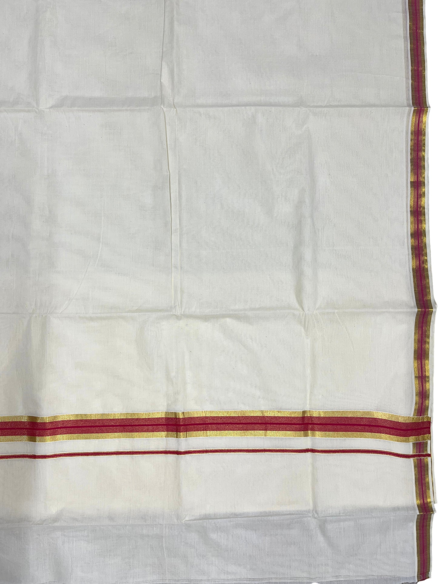 Southloom Pure Cotton Kerala Saree with Kasavu and Magenta Border