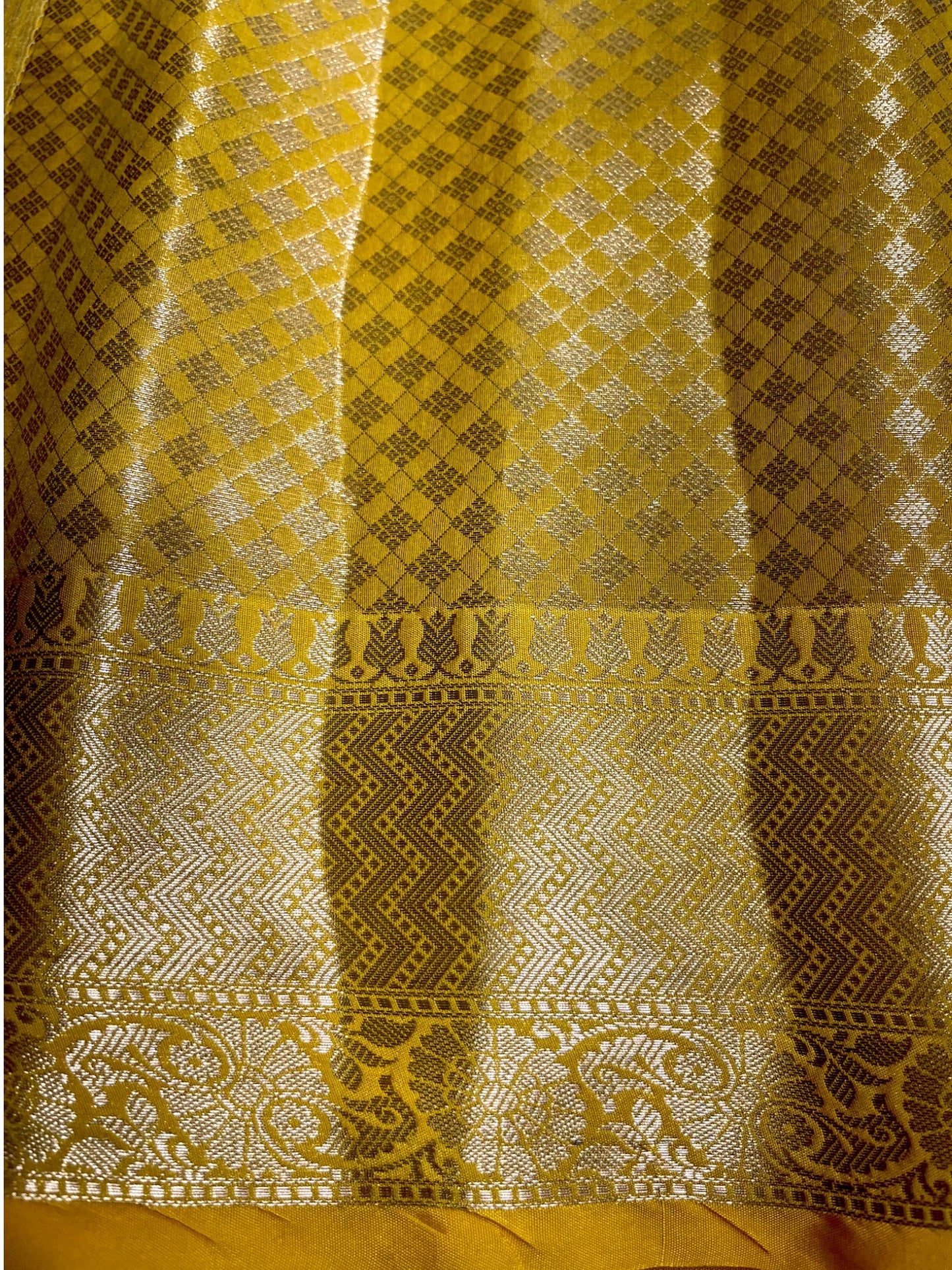 Southloom Tissue Banarasi Silk Saree with Woven Work on Body and Borders (Yellow)