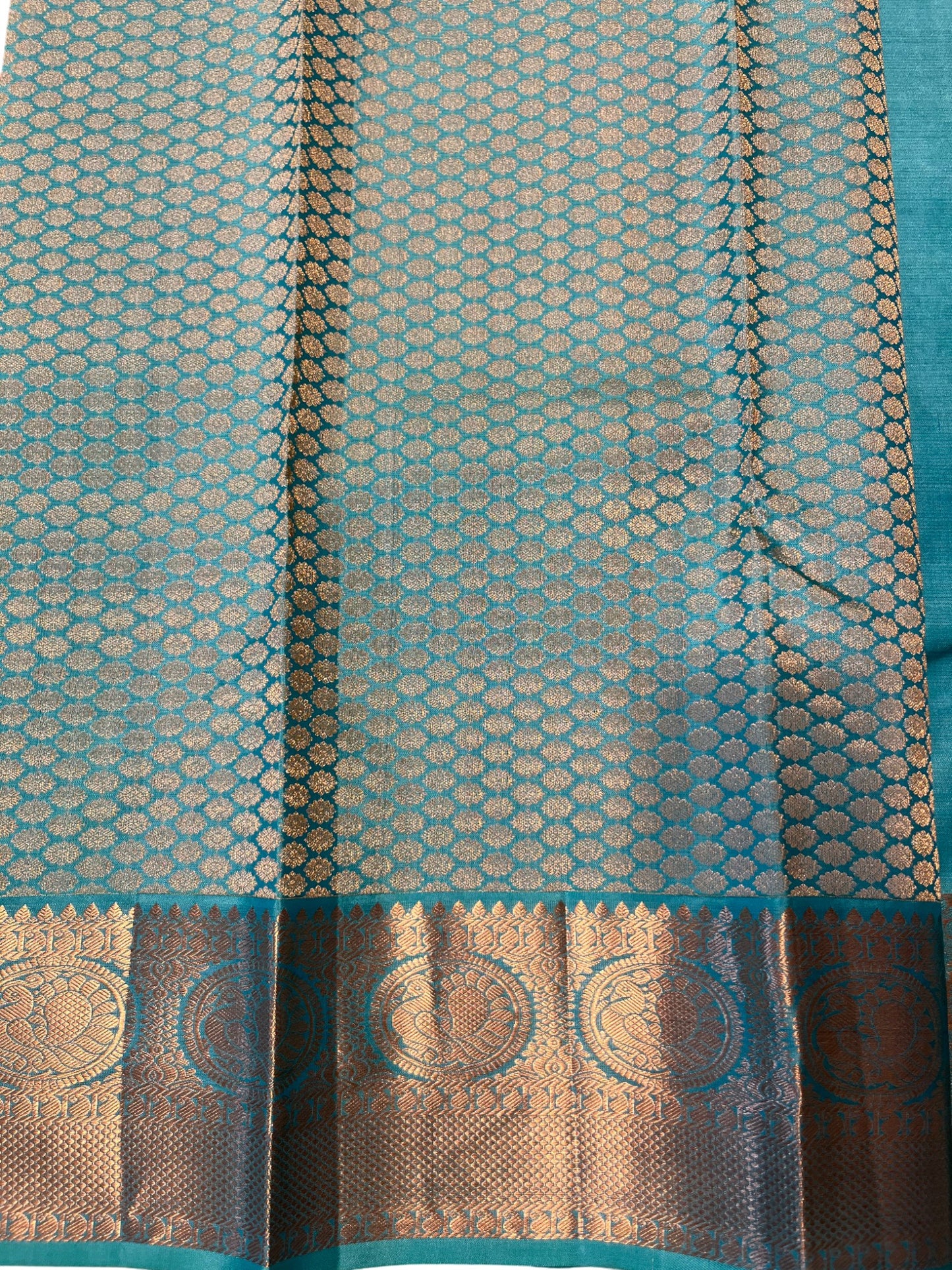 Southloom Pure Handloom Bridal Kanchipuram Silk Saree with Korvai Work (Blue)