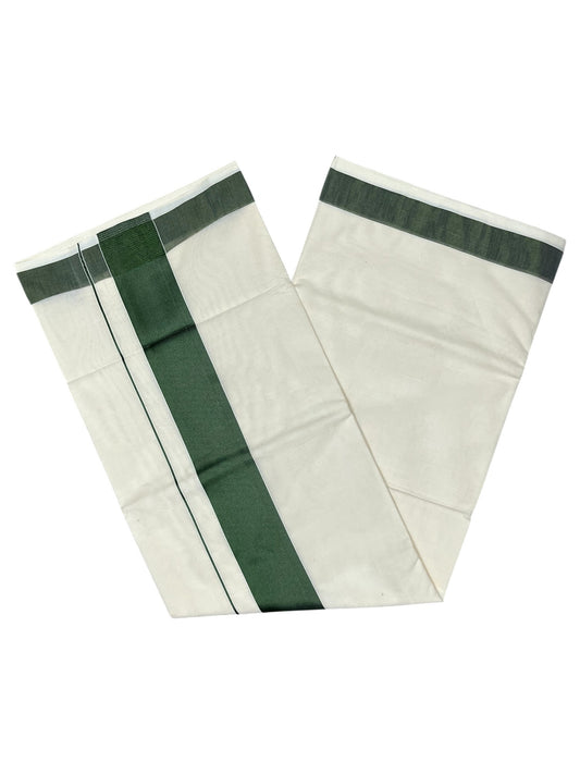 Southloom Kerala Pure Cotton Plain Kasavu Saree with Green Border