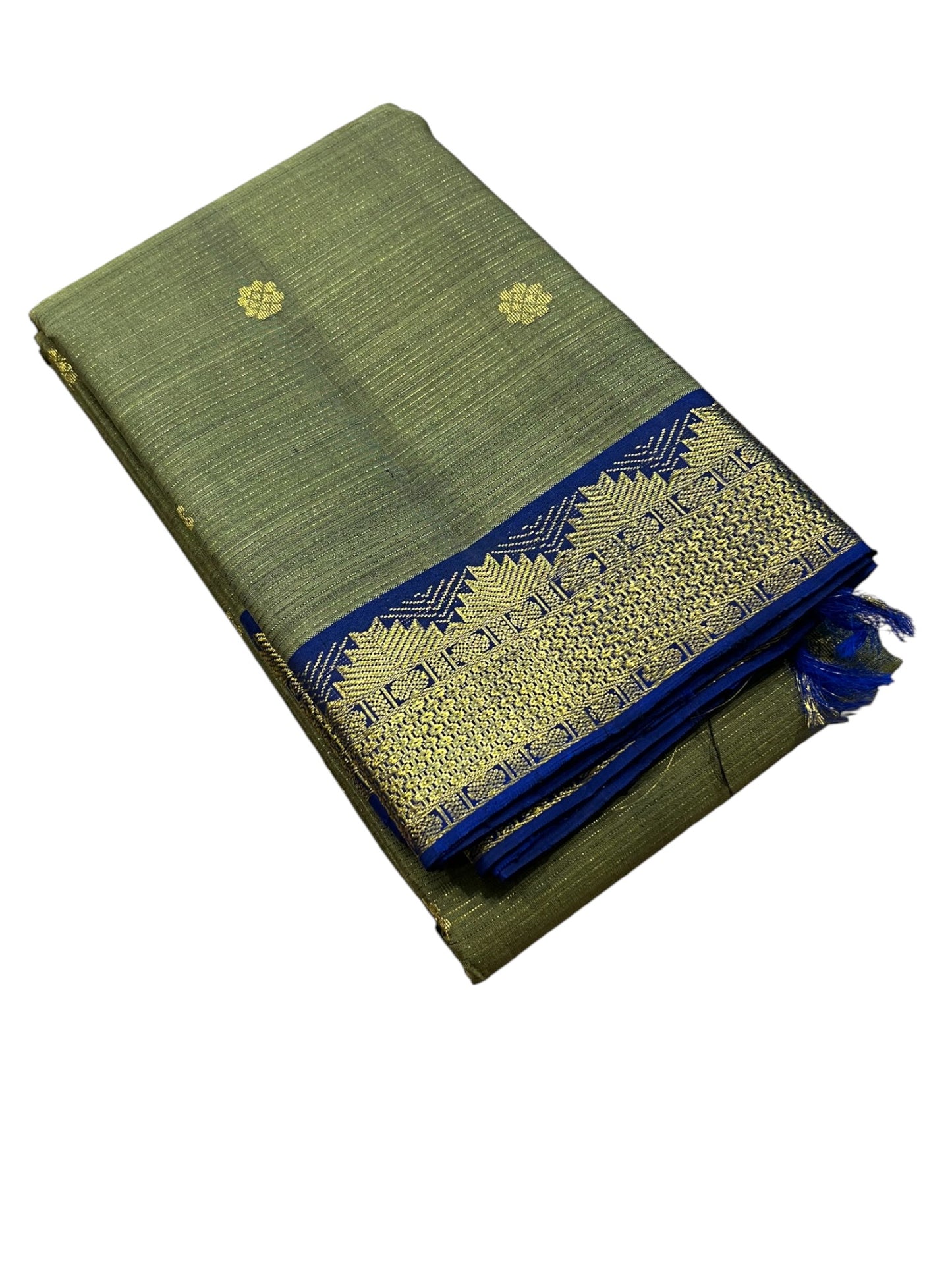 Southloom Premium Bridal Handloom Kanchipuram Silk Saree With Korvai Works (Green)