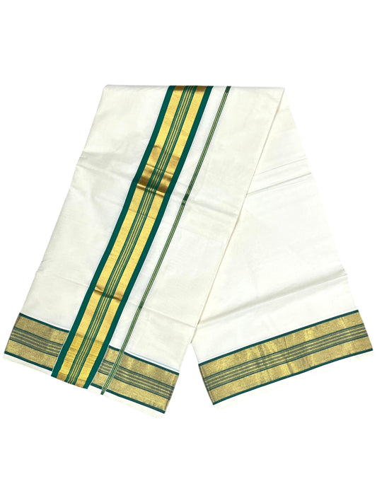 Southloom Kerala Cotton Kasavu Saree with Green Border