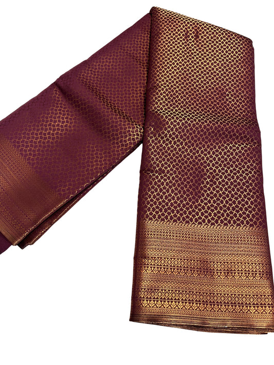 Southloom Brocade Silk Bridal Saree WIth Woven Borders And Blouse Piece