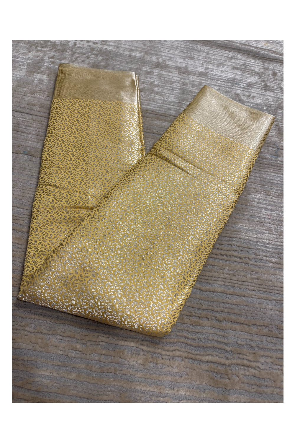 Southloom Banarasi Silver Zari Brocade Work Silk Saree in Yellow Pastel Shade