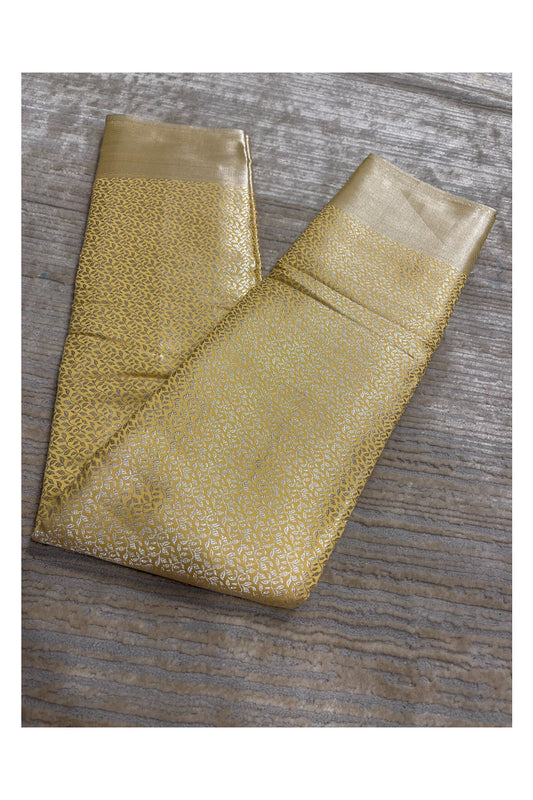 Southloom Brocade Silk Saree with Silver Zari Work in Yellow Pastel Shade