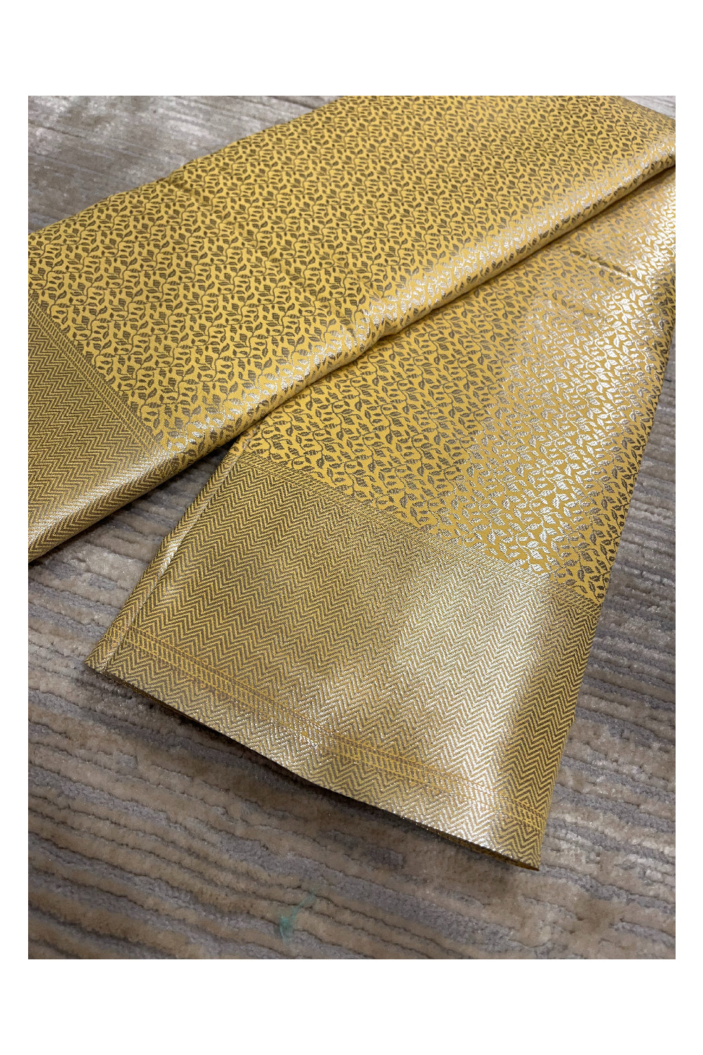 Southloom Banarasi Silver Zari Brocade Work Silk Saree in Yellow Pastel Shade