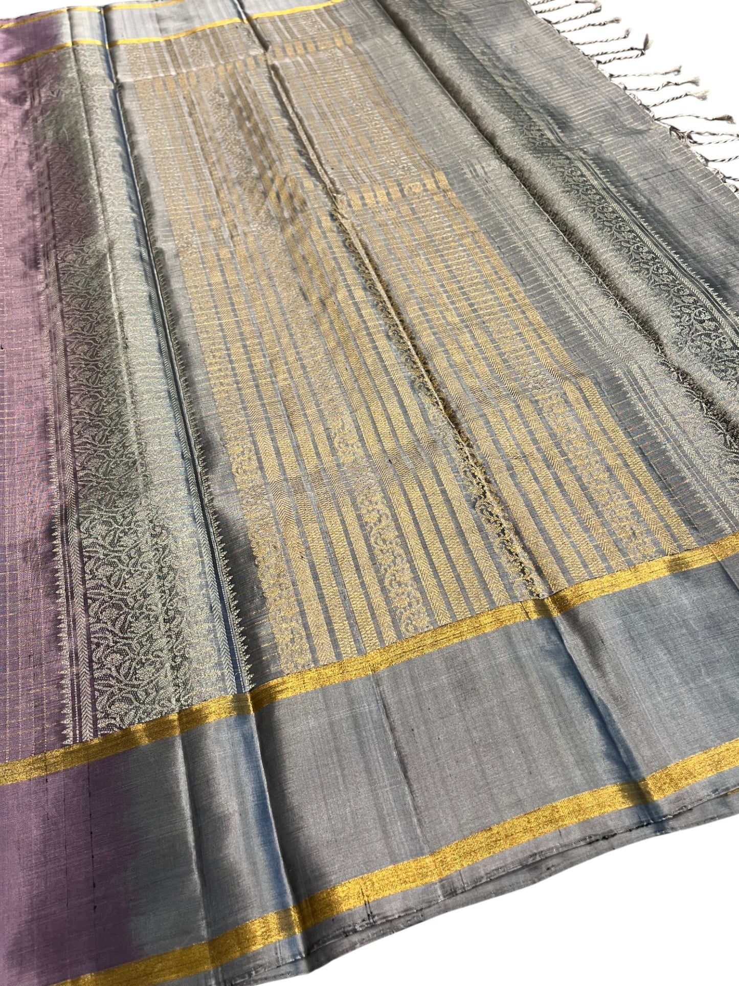 Southloom Pure Handloom Bridal Kanchipuram Silk Saree with Korvai Work (Lavander)