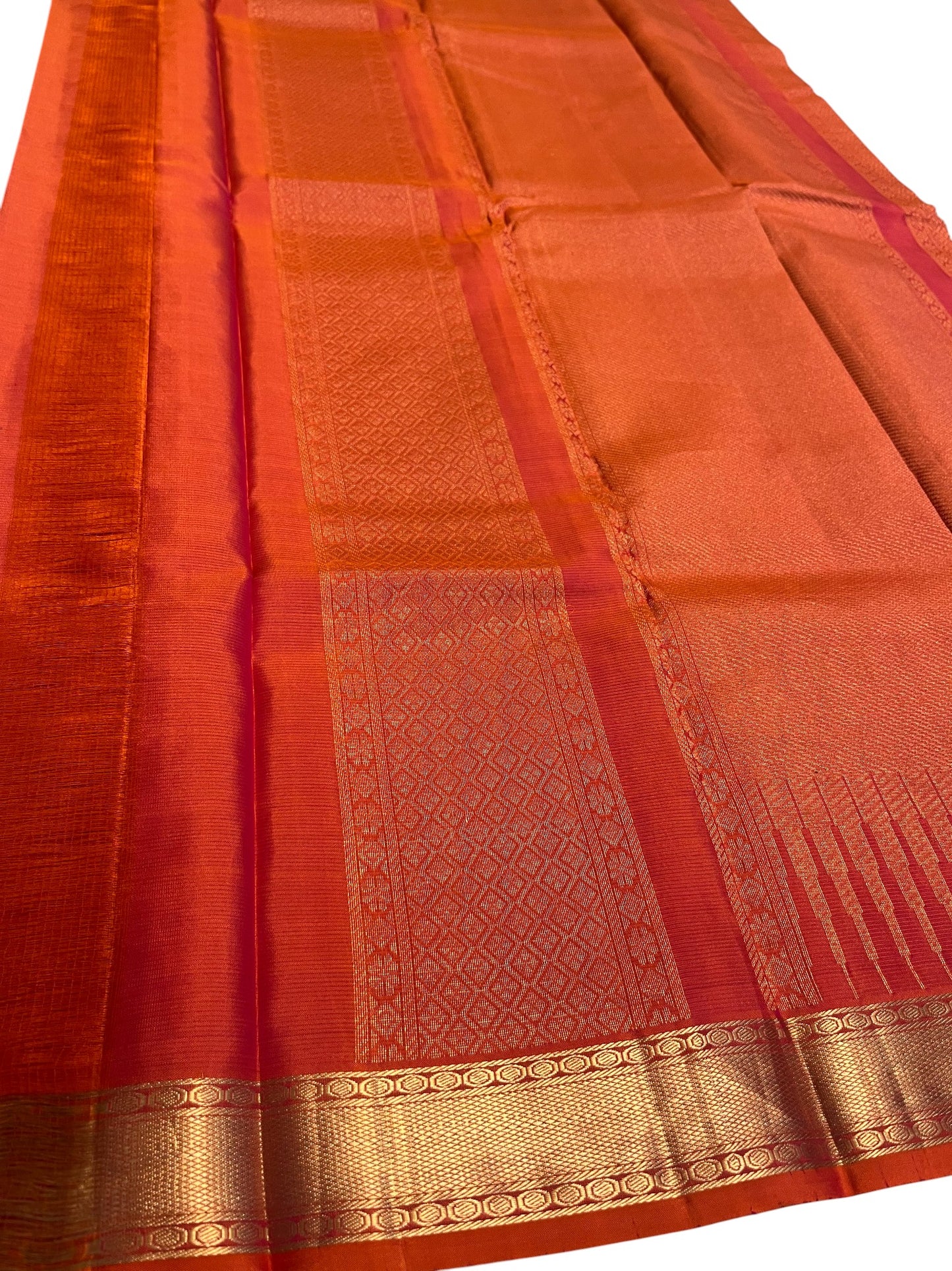 Southloom Pure Handloom Bridal Kanchipuram Silk Saree with Korvai Work(Green &Orange)
