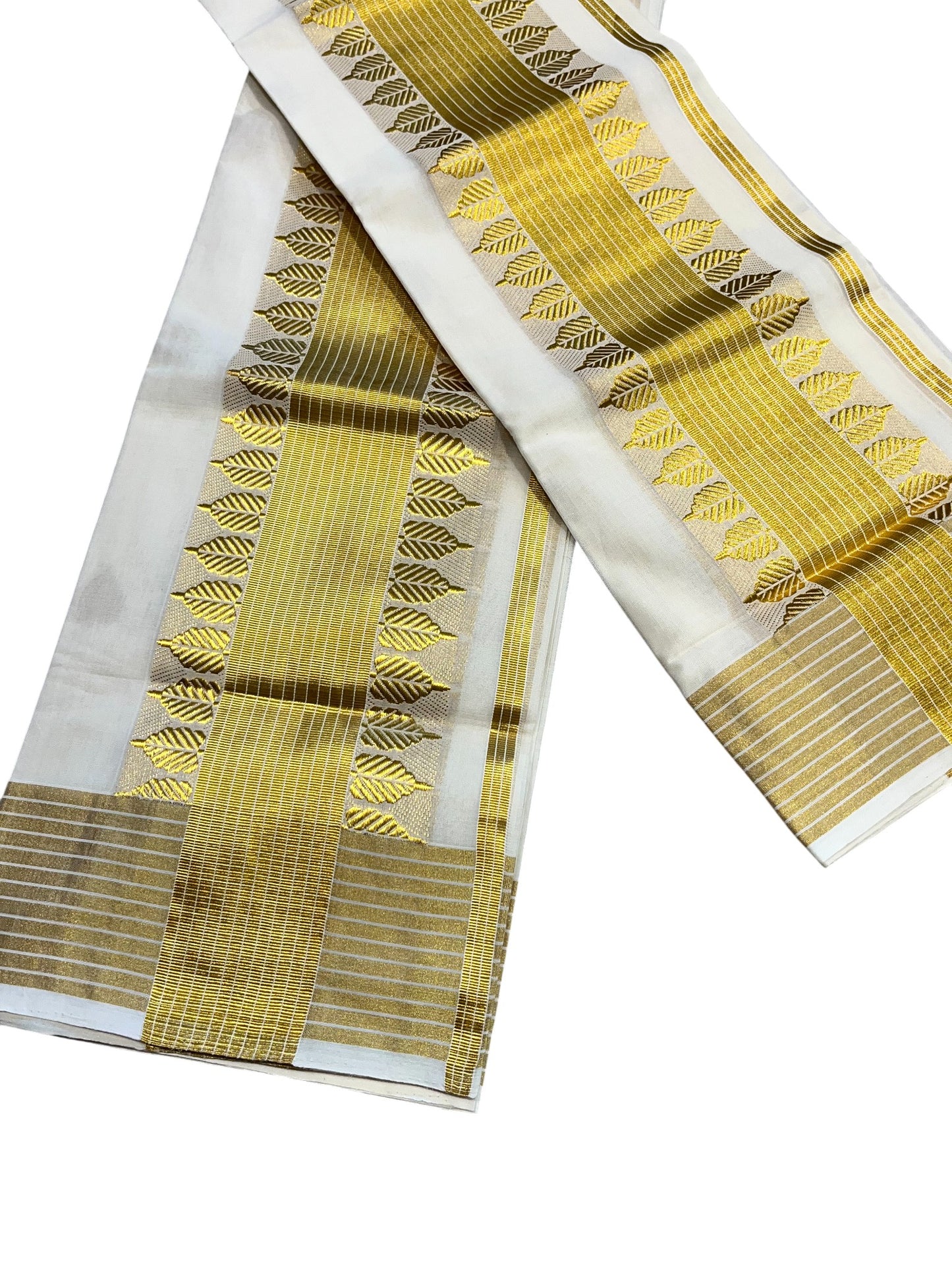 Southloom Premium Handloom Set Mundu with Kasavu and Golden Border (2.80 Mtr)