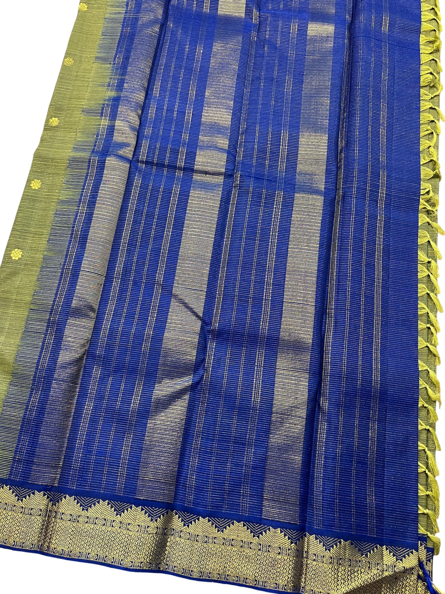 Southloom Premium Bridal Handloom Kanchipuram Silk Saree With Korvai Works (Green)