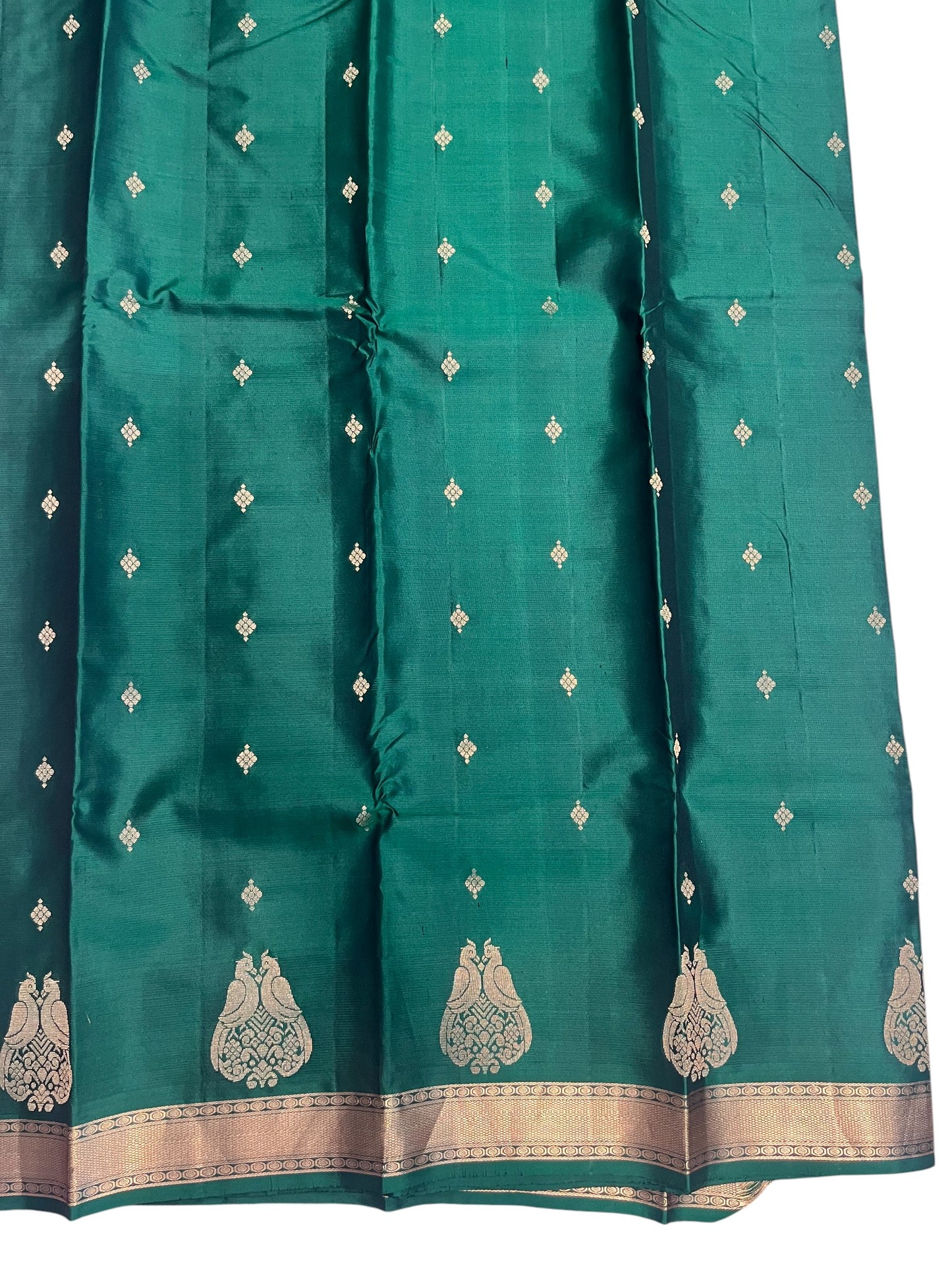 Southloom Pure Handloom Bridal Kanchipuram Silk Saree with Korvai Work(Green &Orange)
