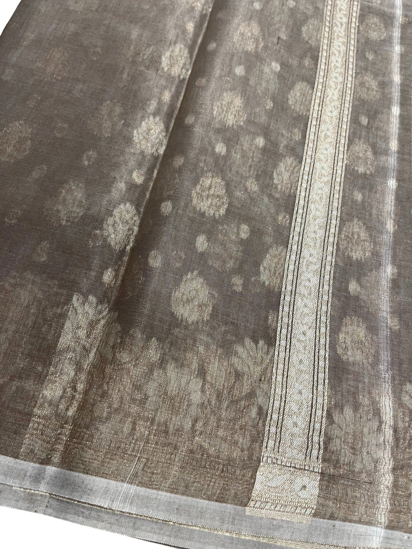 Southloom Cotton Banarasi Silk Saree with Woven Work on Body and Borders (Brown)