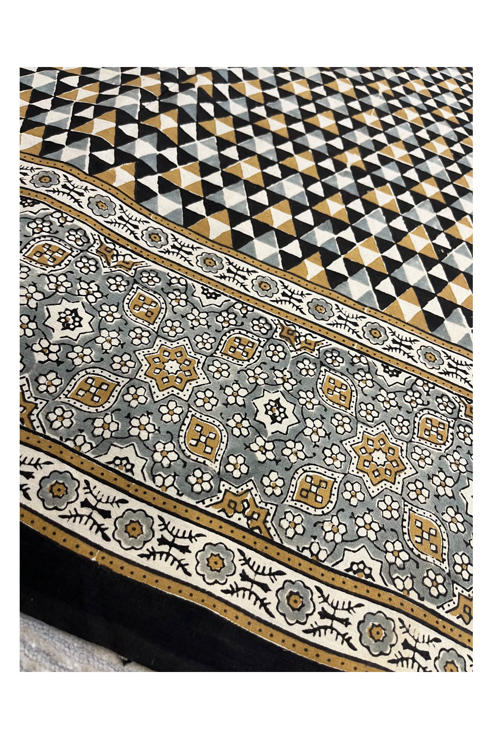 Southloom Kerala Cotton Saree with Block Prints Across Body