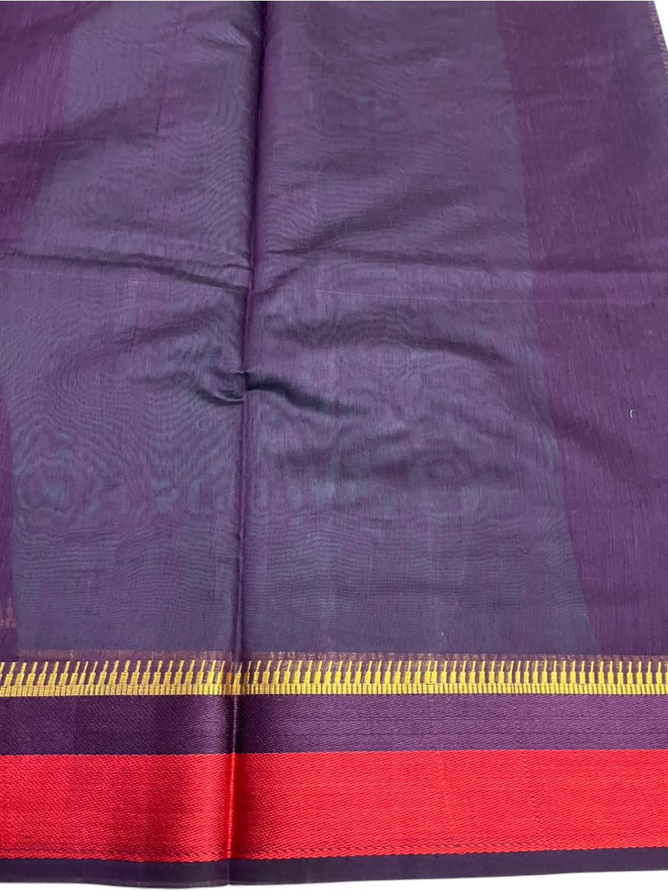 Southloom Maheshwari Cotton Saree With Temple Design on the Body and Borders In Magenta And Voilet SL471