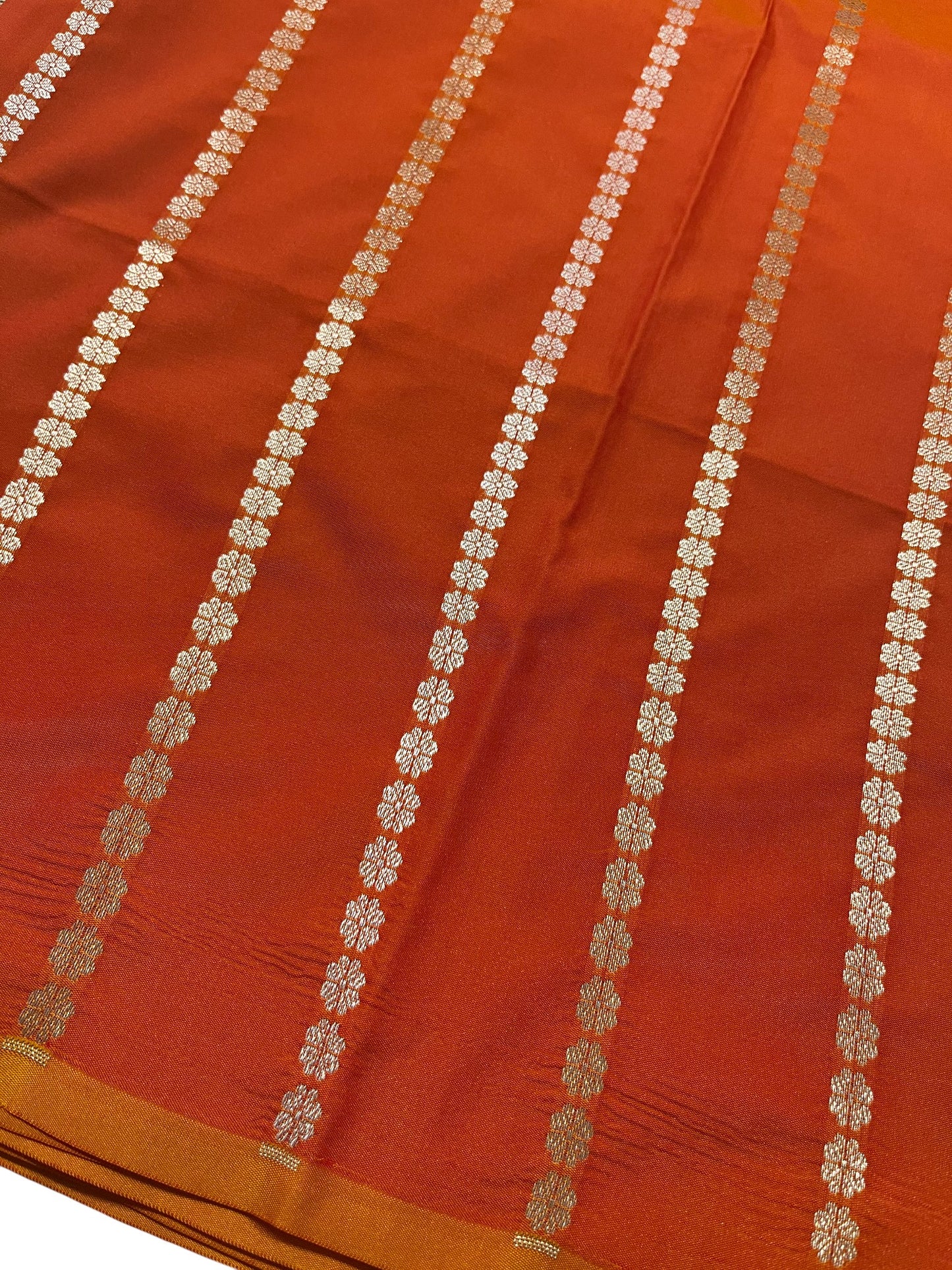 Southloom Pure Banarasi Silk Saree with Woven Work on Body and Borders (Orange)