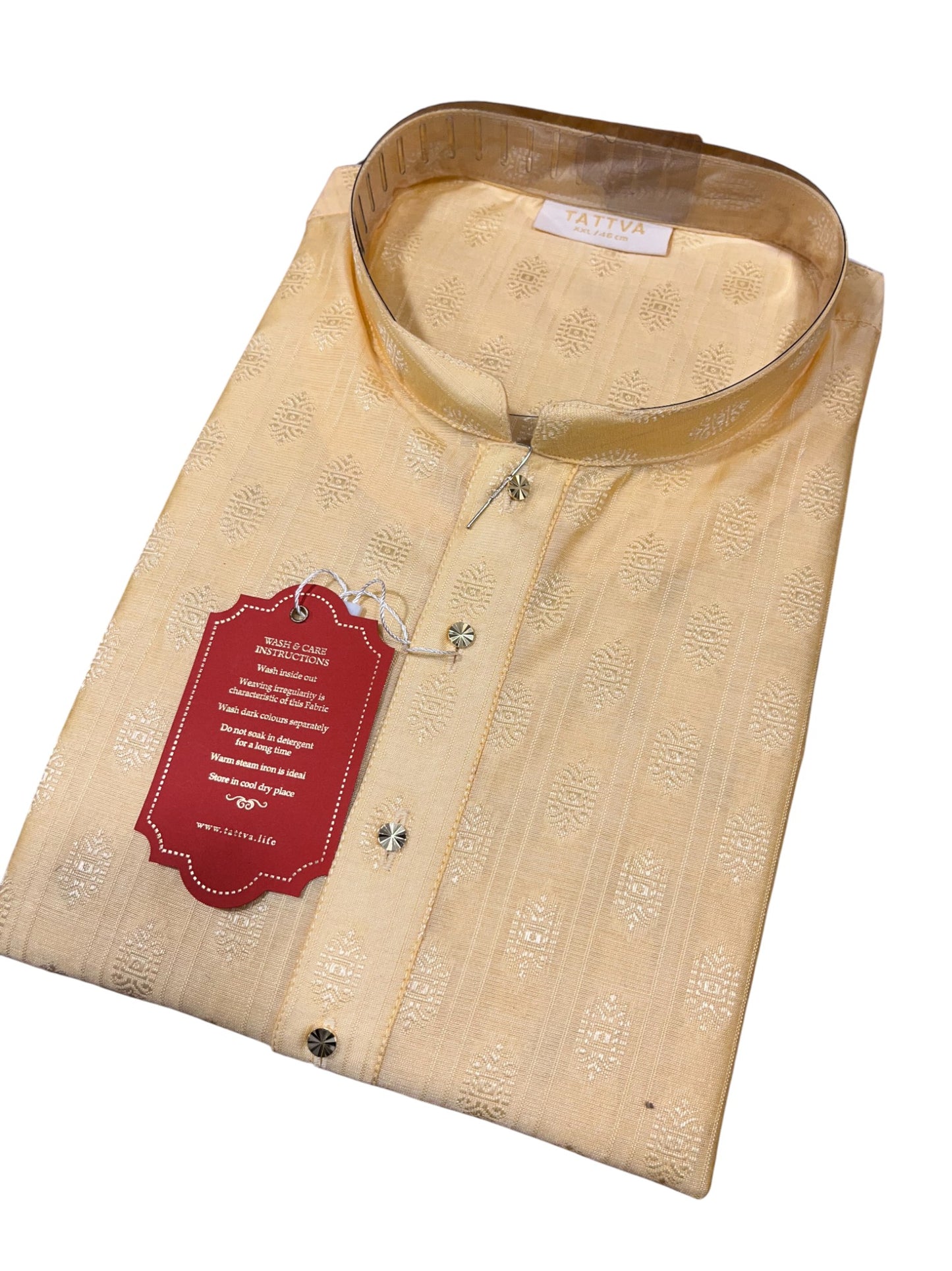 Southloom Semi Silk Short Kurta for Men in Beige Colour