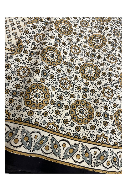 Southloom Kerala Cotton Saree with Block Prints Across Body