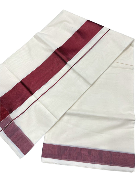 Southloom Kerala Pure Cotton Plain Kasavu Saree with Maroon Border
