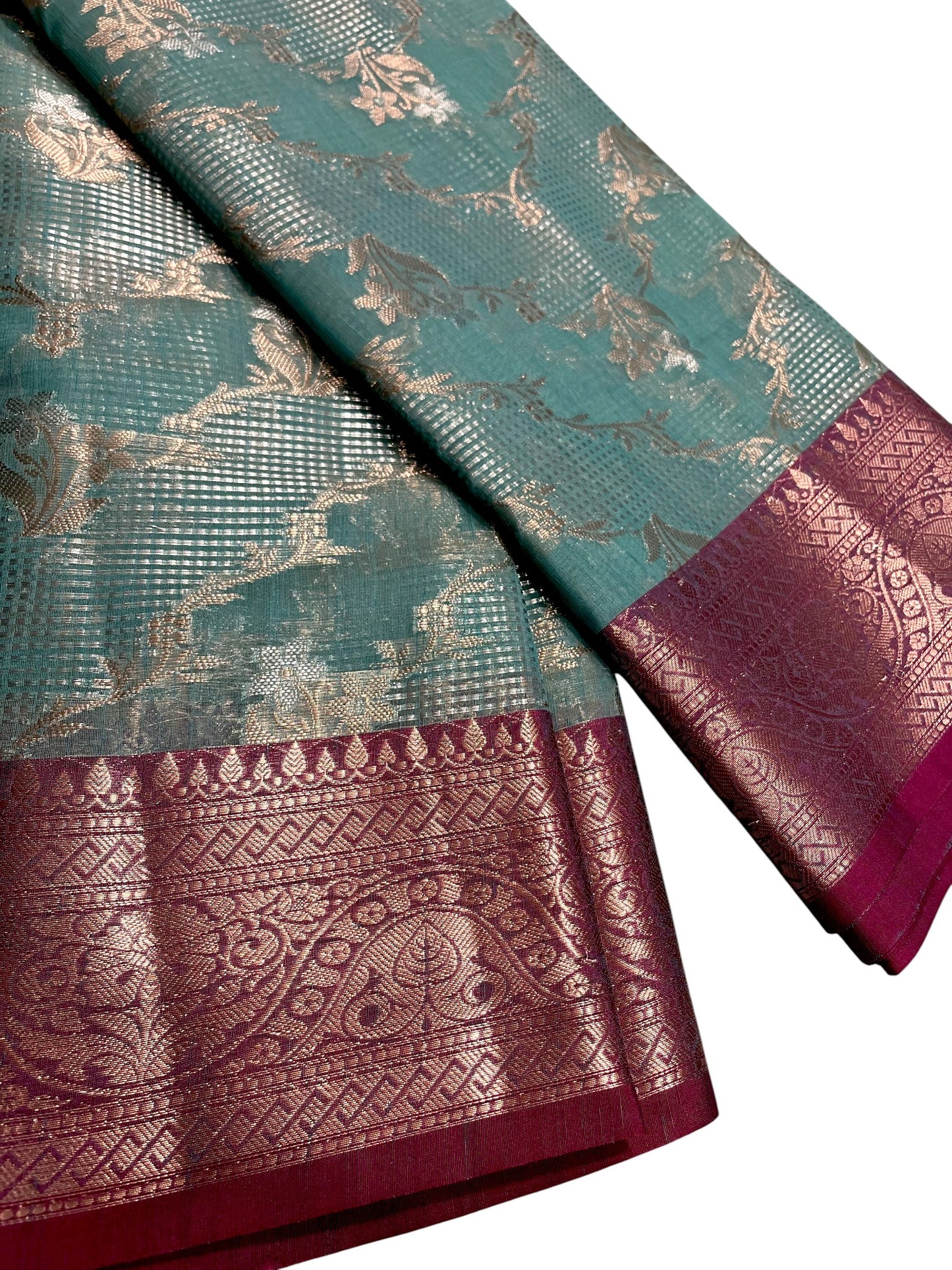 Southloom Tissue Banarasi Silk Saree with Woven Work on Body and Borders (Blue)