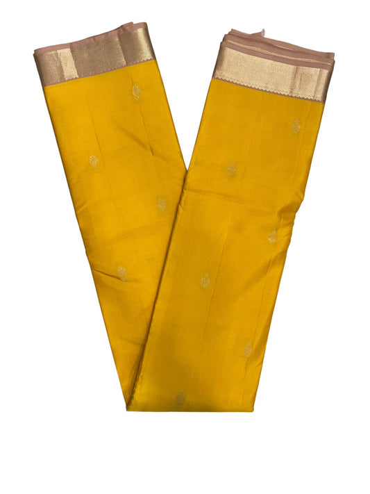 Southloom Pure Handloom Bridal Kanchipuram Silk Saree with Korvai Work(Yellow&Beige)
