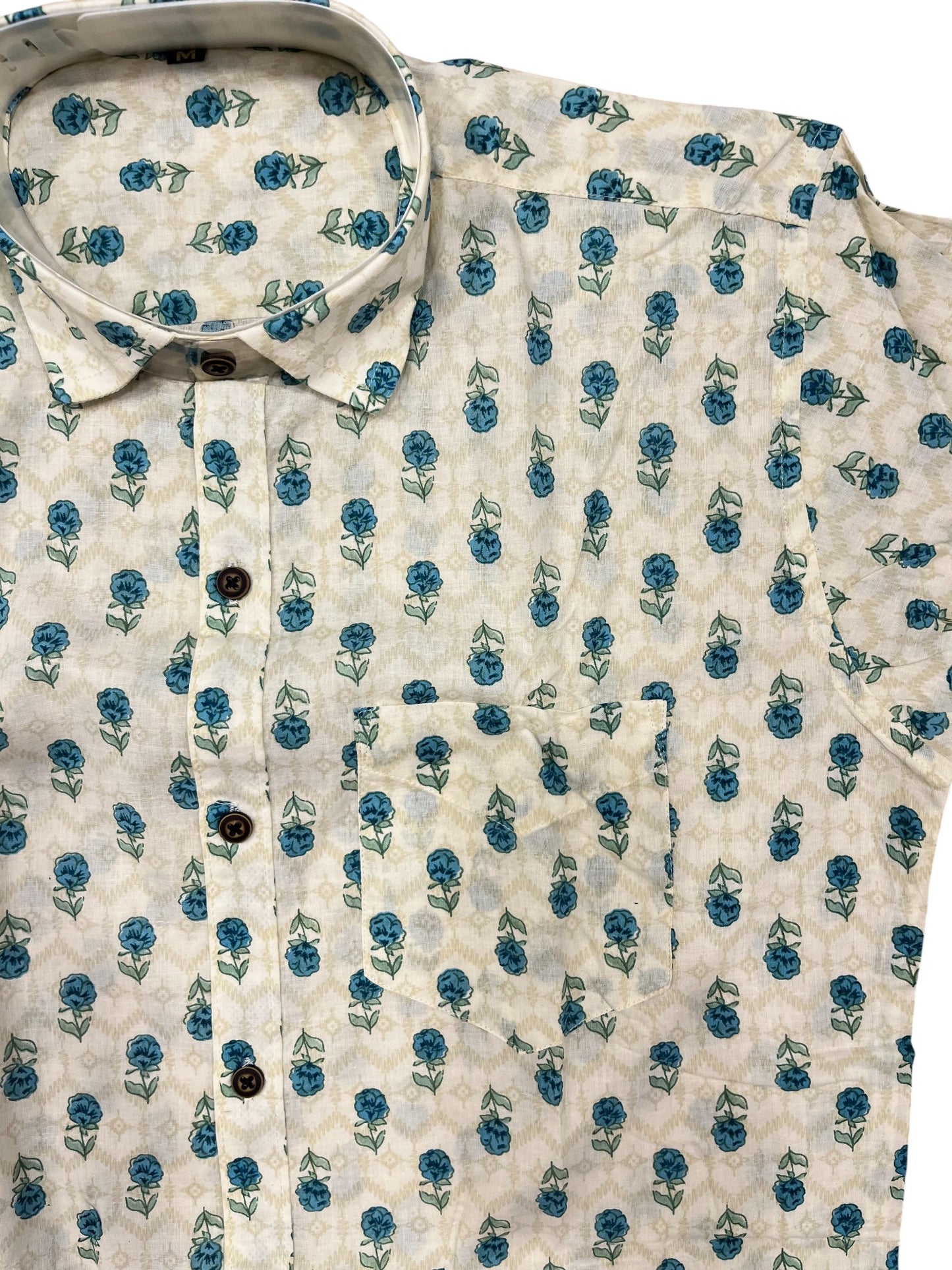 Southloom Jaipur Pure Cotton Block Printed Shirt for Men (Medium)