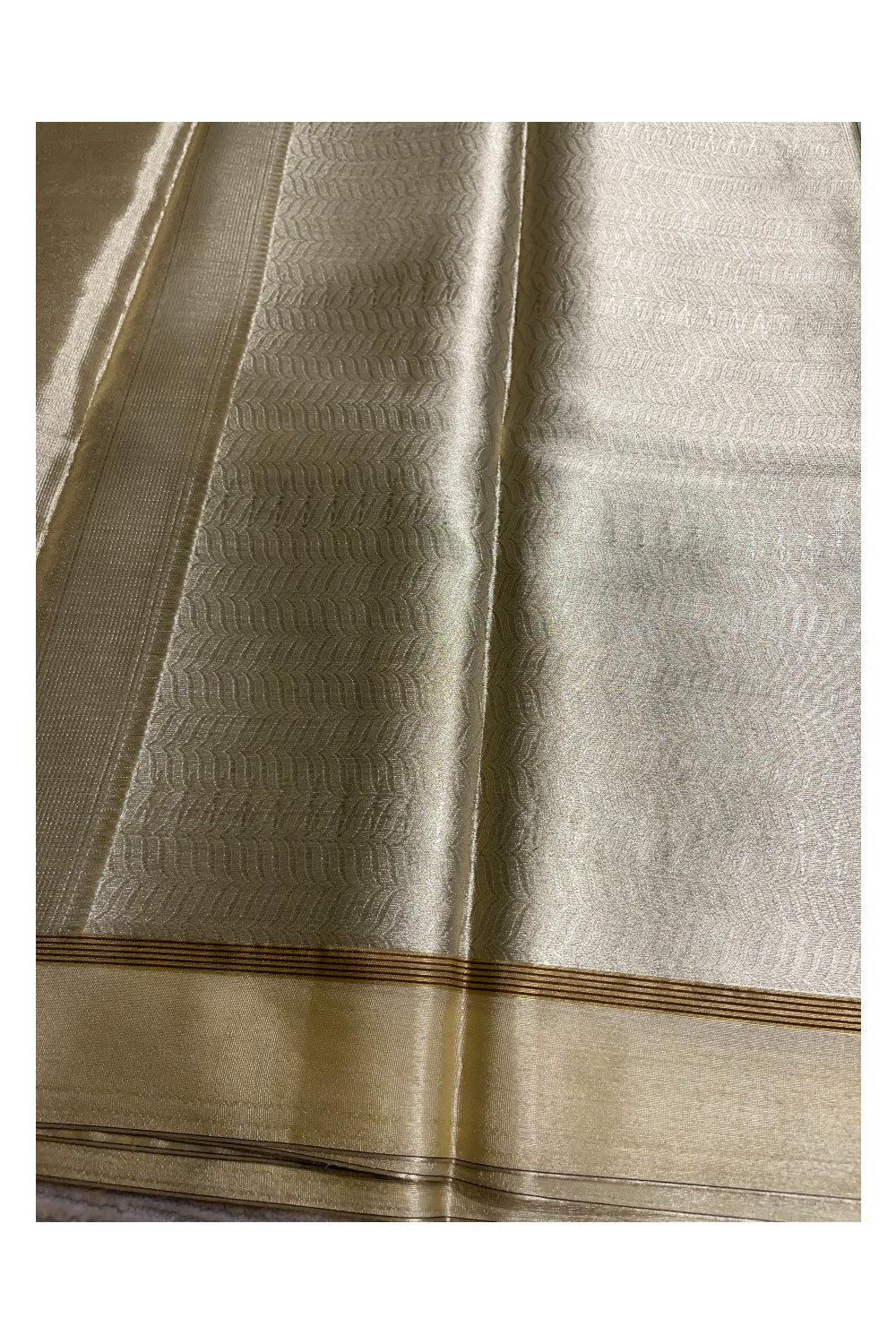 Southloom Tissue Silk Saree with Woven Work on Body and Borders (Golden & Yellow)