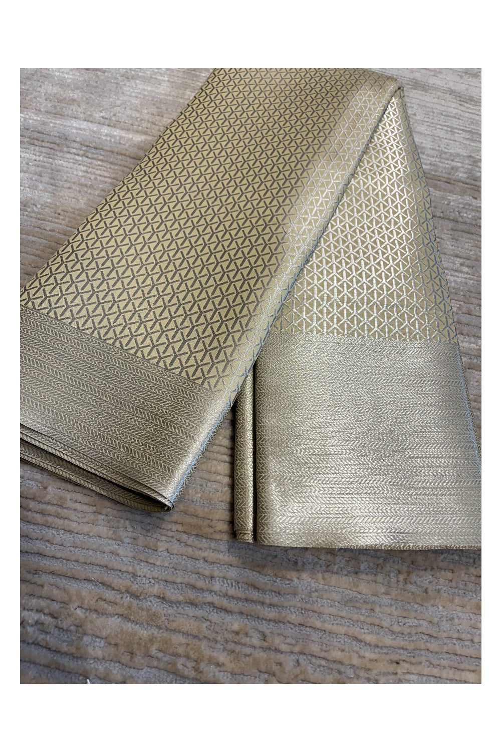 Southloom Banarasi Silver Zari Brocade Work Silk Saree in Beige Pastel Shade