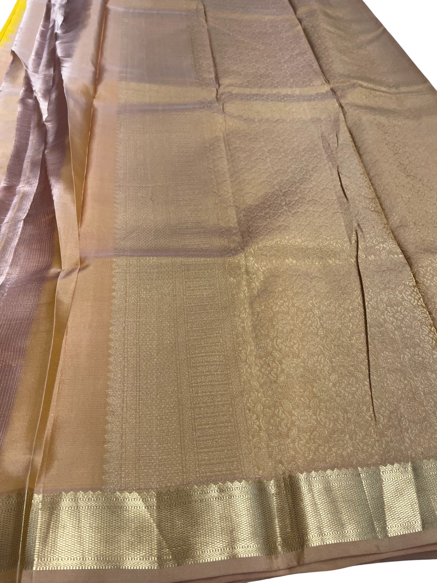 Southloom Pure Handloom Bridal Kanchipuram Silk Saree with Korvai Work(Yellow&Beige)