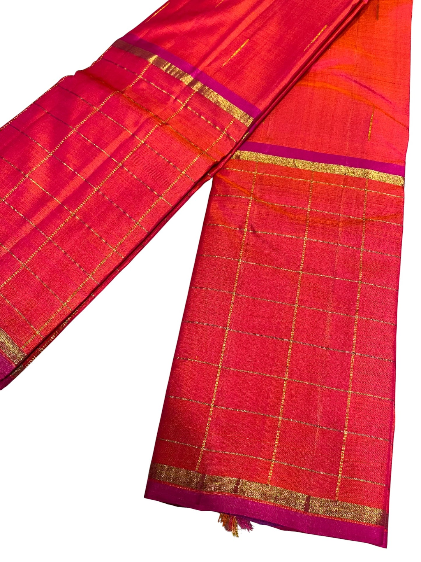 Southloom Premium Bridal Handloom Kanchipuram Silk Saree (Orange& Blue )