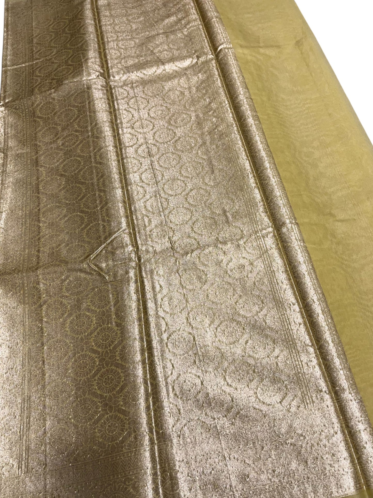 Southloom Cotton Banarasi Silk Saree with Woven Work on Body and Borders (Yellow)