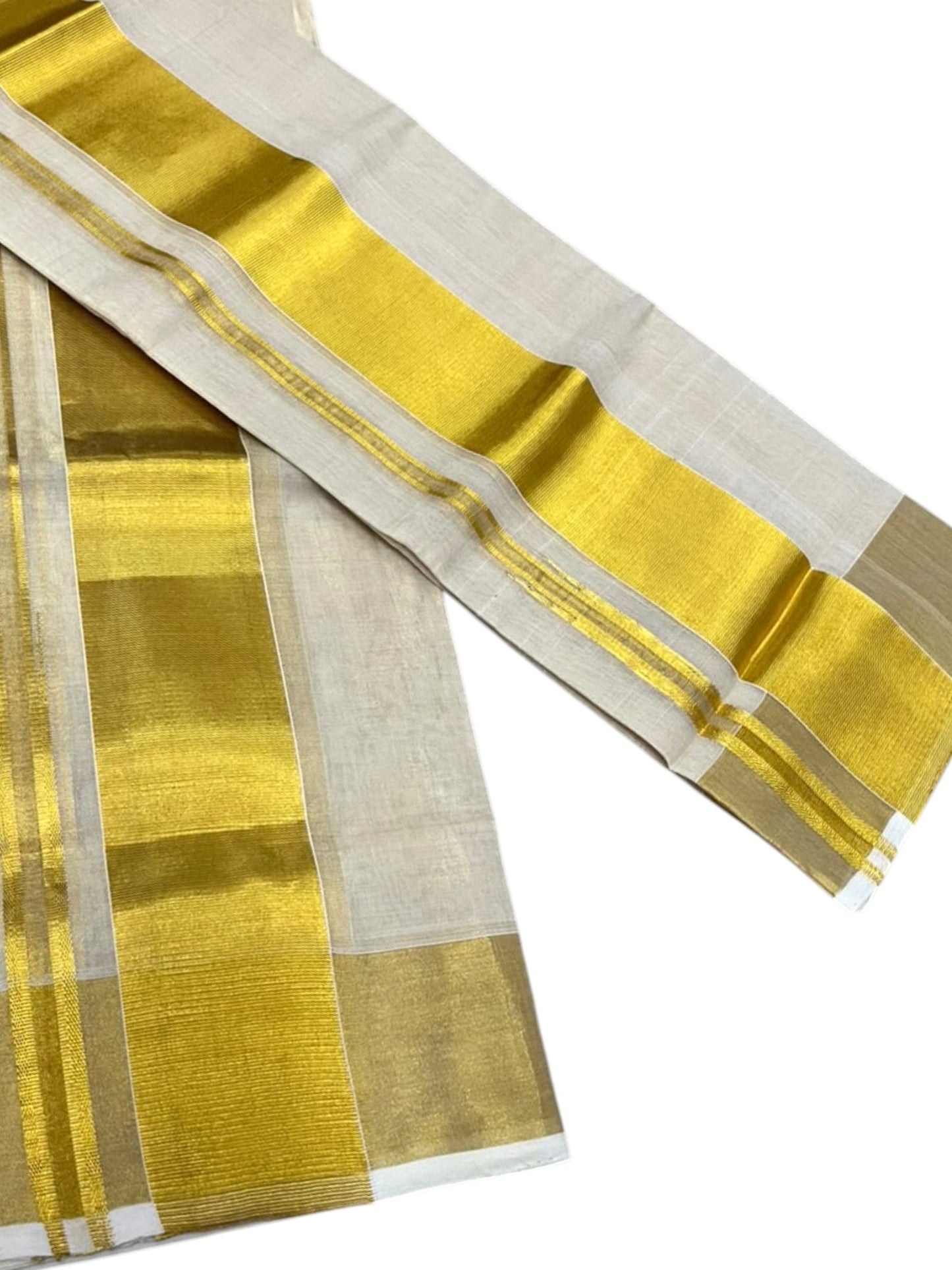 Southloom Premium Tissue Handloom Set Mundu with Chuttikara Kasavu And 4Inch Golden Border (2.80 Mtr)