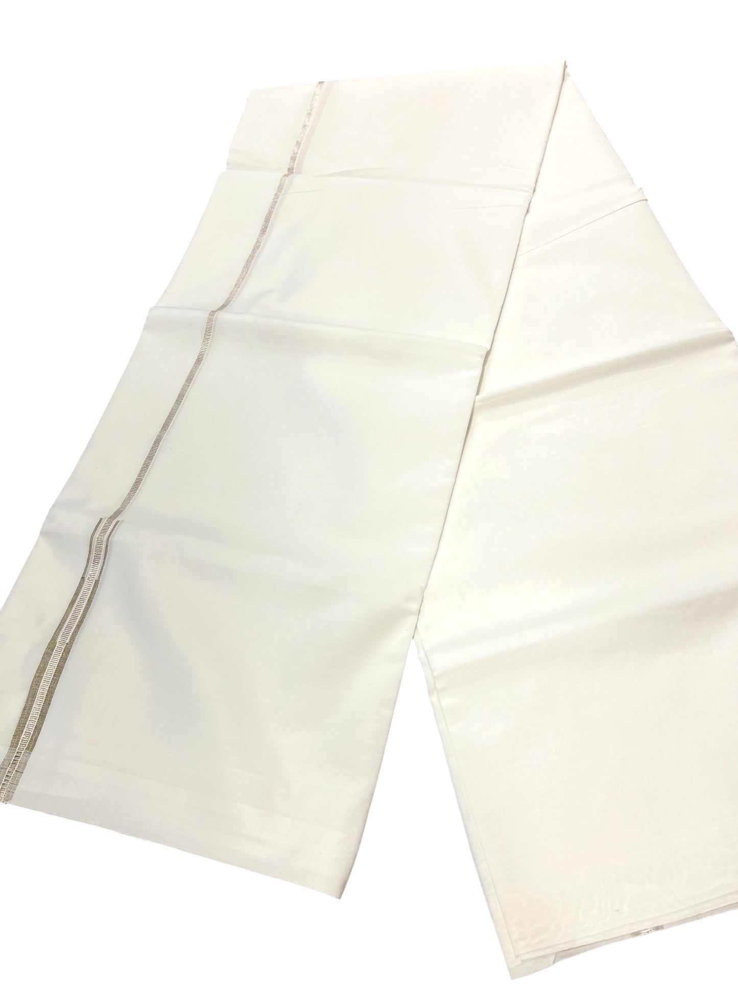 Pure White Cotton Double Mundu with Chutti Kara (South Indian Dhoti)