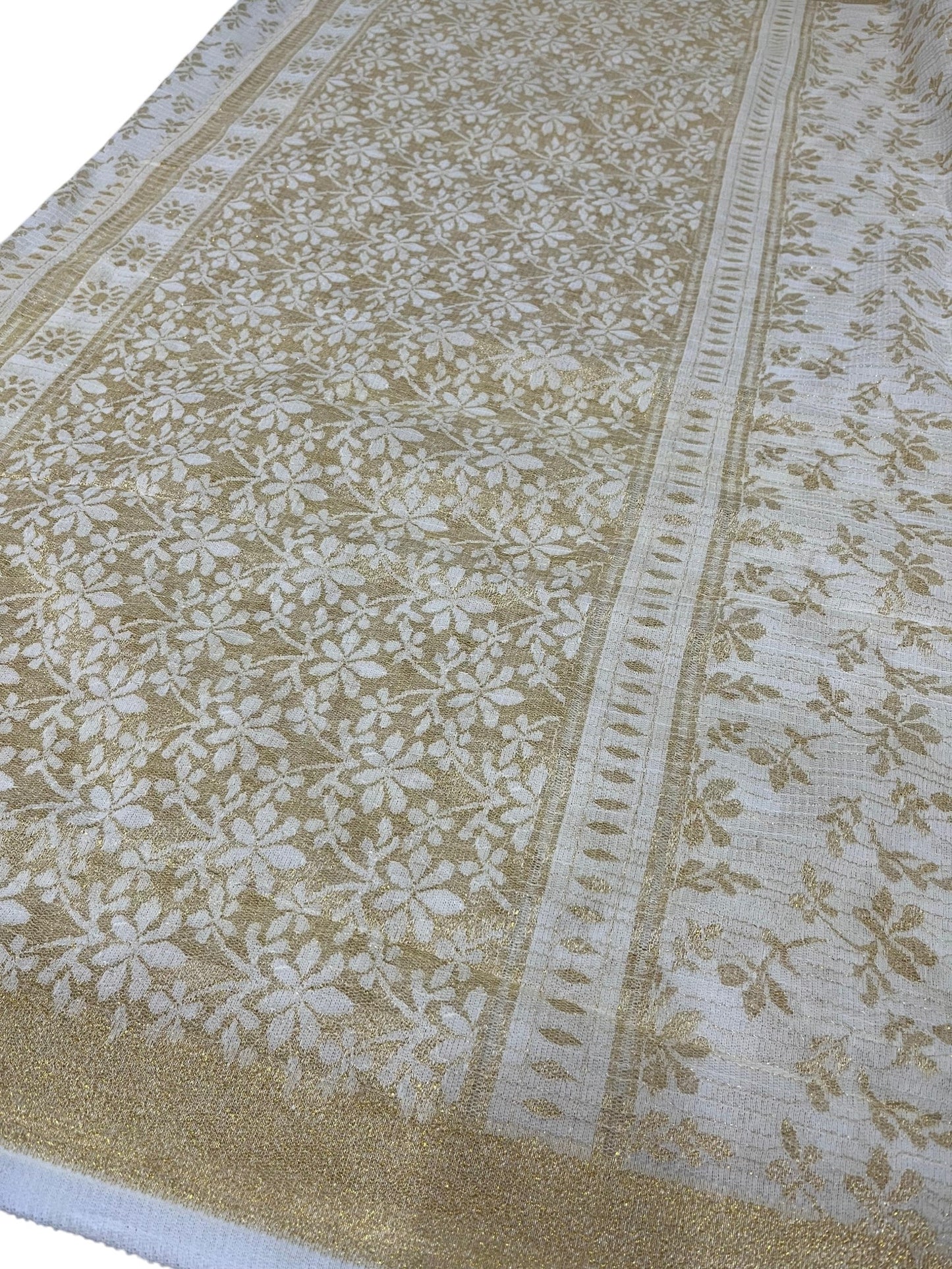 Southloom Chanderi Saree With Golden Zari Work On Body And Borders