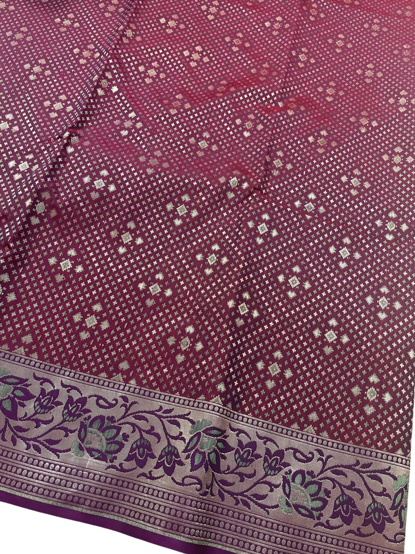 Southloom Pure Banarasi Silk Saree with Woven Work on Body and Borders (Maroon & Violet)