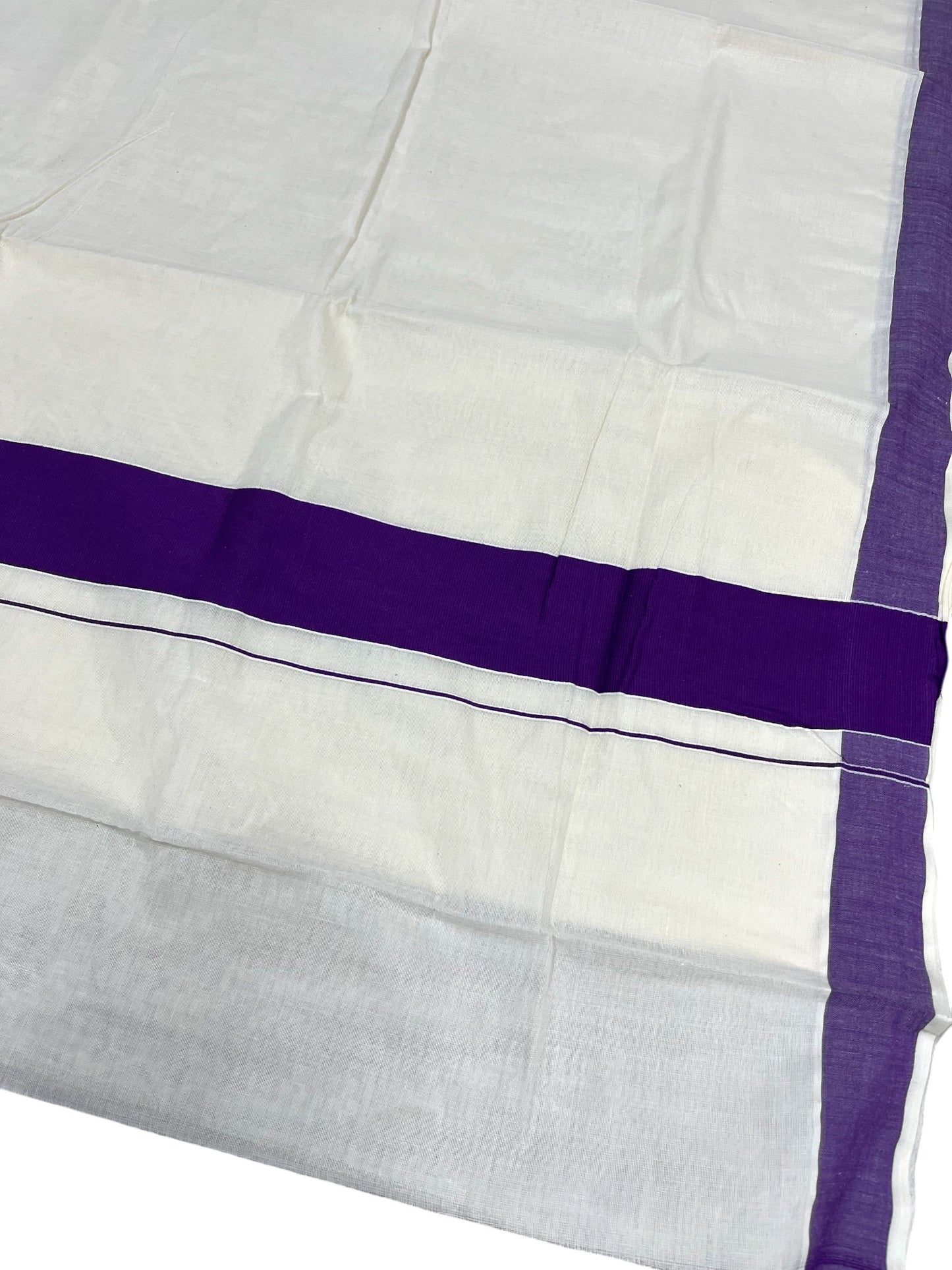 Southloom Kerala Pure Cotton Plain Kasavu Saree with Violet Border