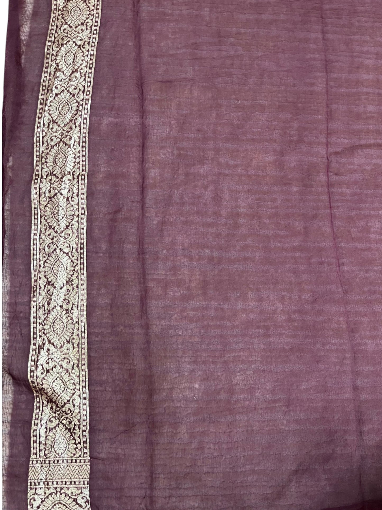Southloom Cotton Banarasi Silk Saree with Woven Work on Body and Borders (Purple)