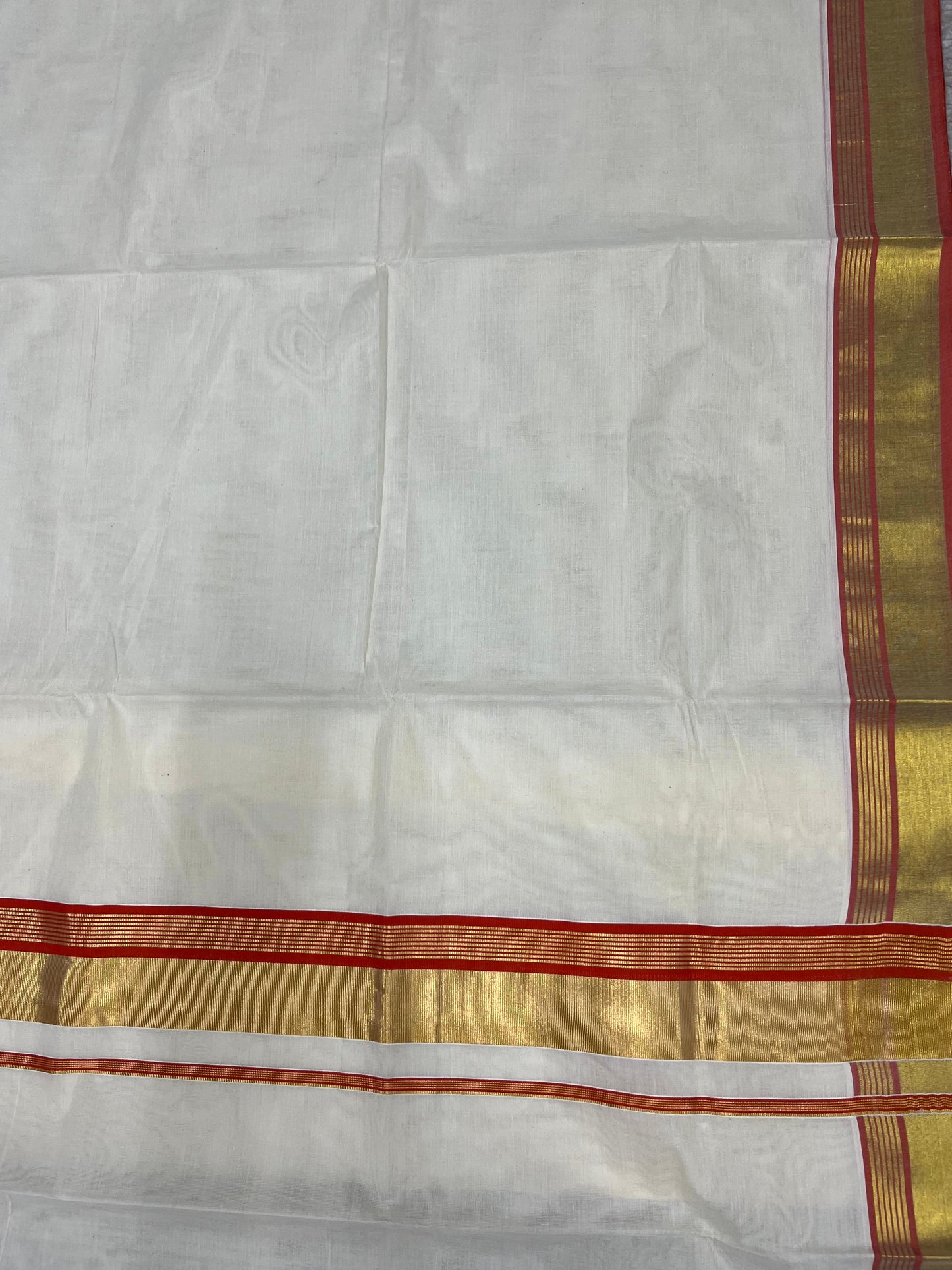 Southloom Kerala Cotton Kasavu Saree with Orange Border