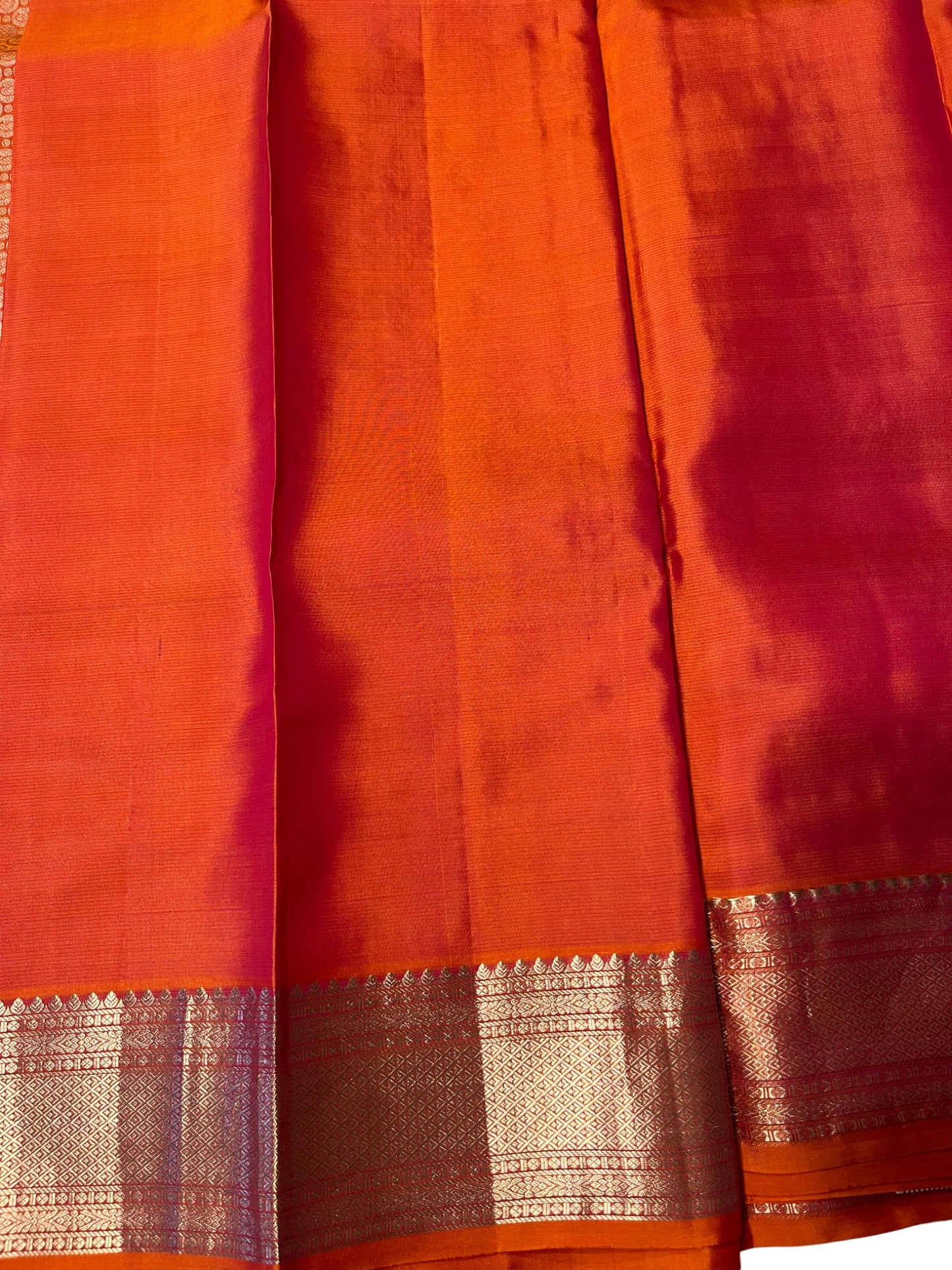 Southloom Pure Handloom Bridal Kanchipuram Silk Saree with Korvai Work (Orange)