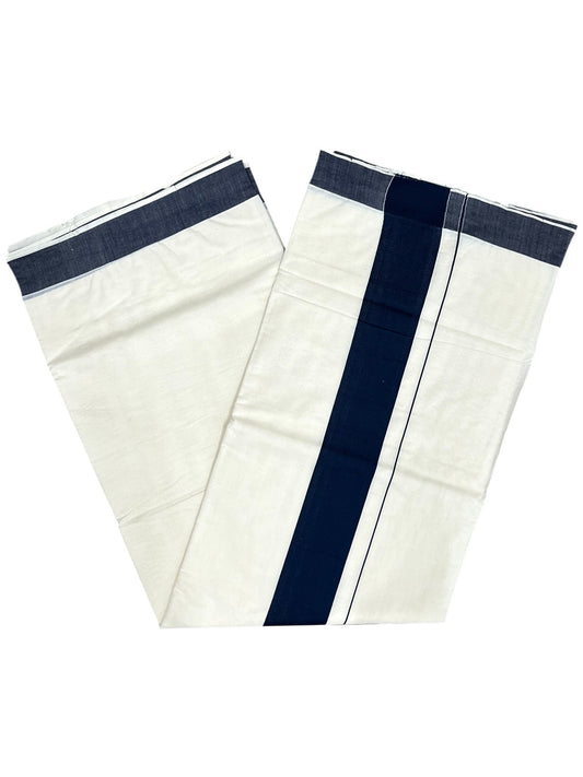 Southloom Kerala Pure Cotton Plain Kasavu Saree with Dark Blue Border