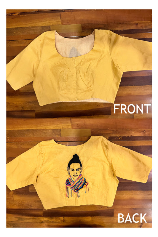 Southloom Yellow Ready Made Blouse With Hand Embroidery Works